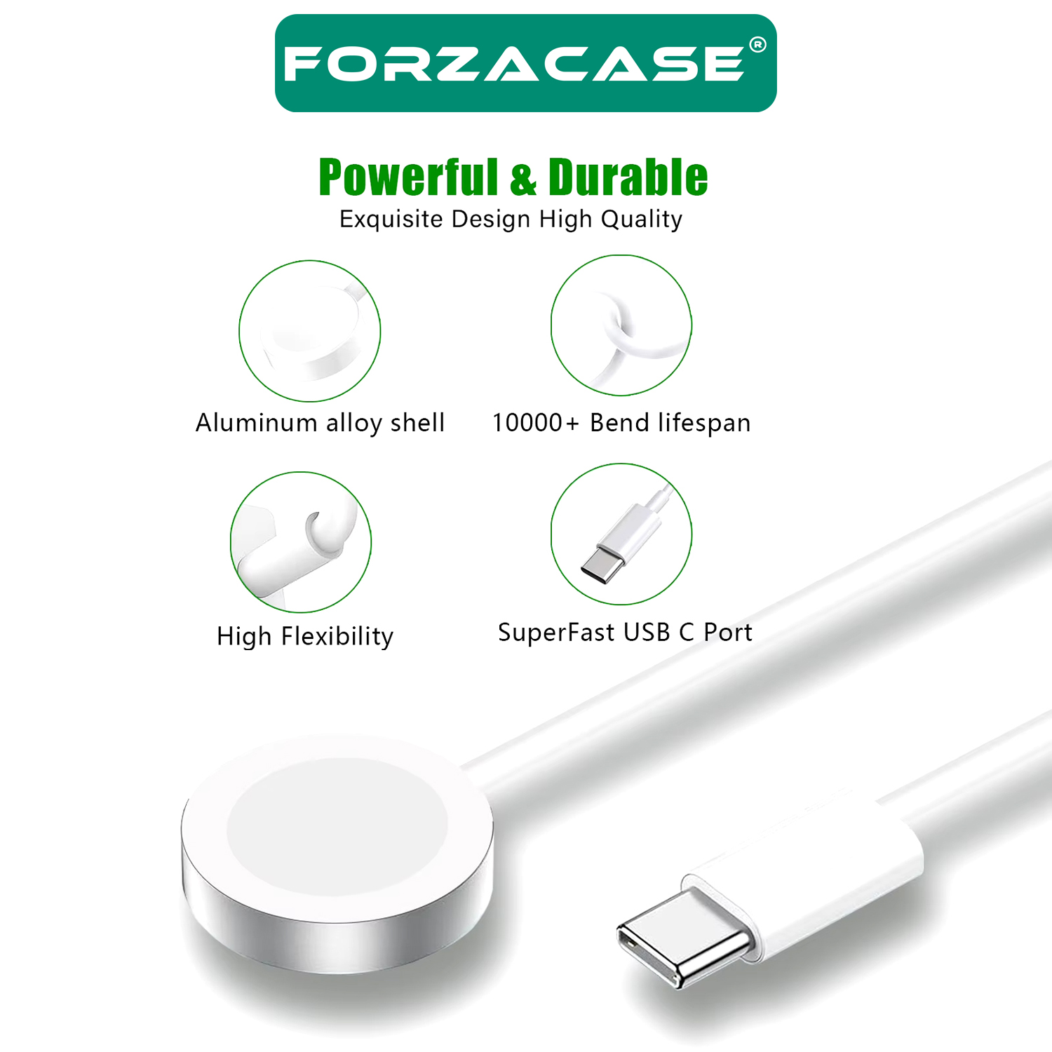 Forzacase Apple Watch 9 41mm ve 45mm ile uyumlu Type-C Manyetik Şarj Kablosu 1 metre - FC017
