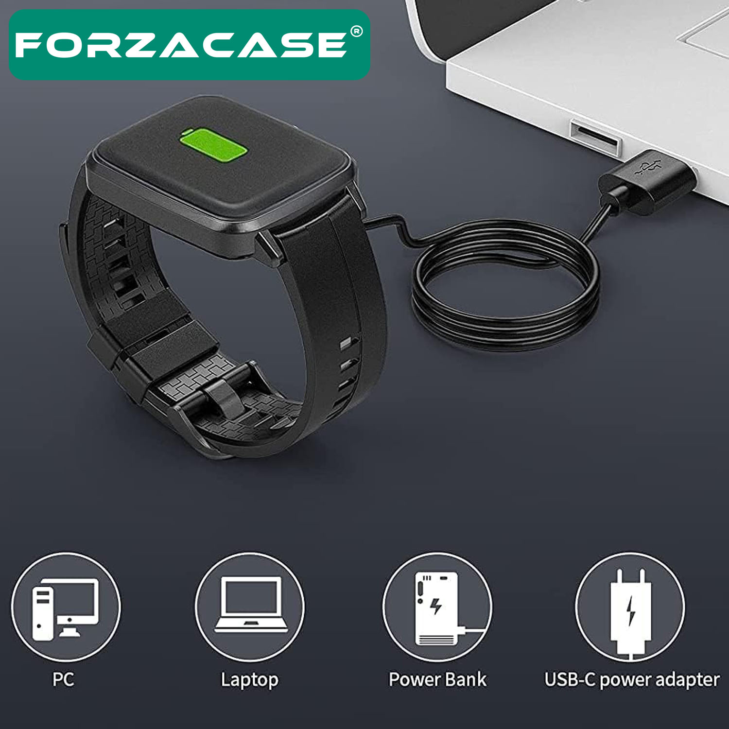 Forzacase 2 Pin 4.0 mm Konnektör Akıllı Saatler için Manyetik Şarj Kablosu - FC017