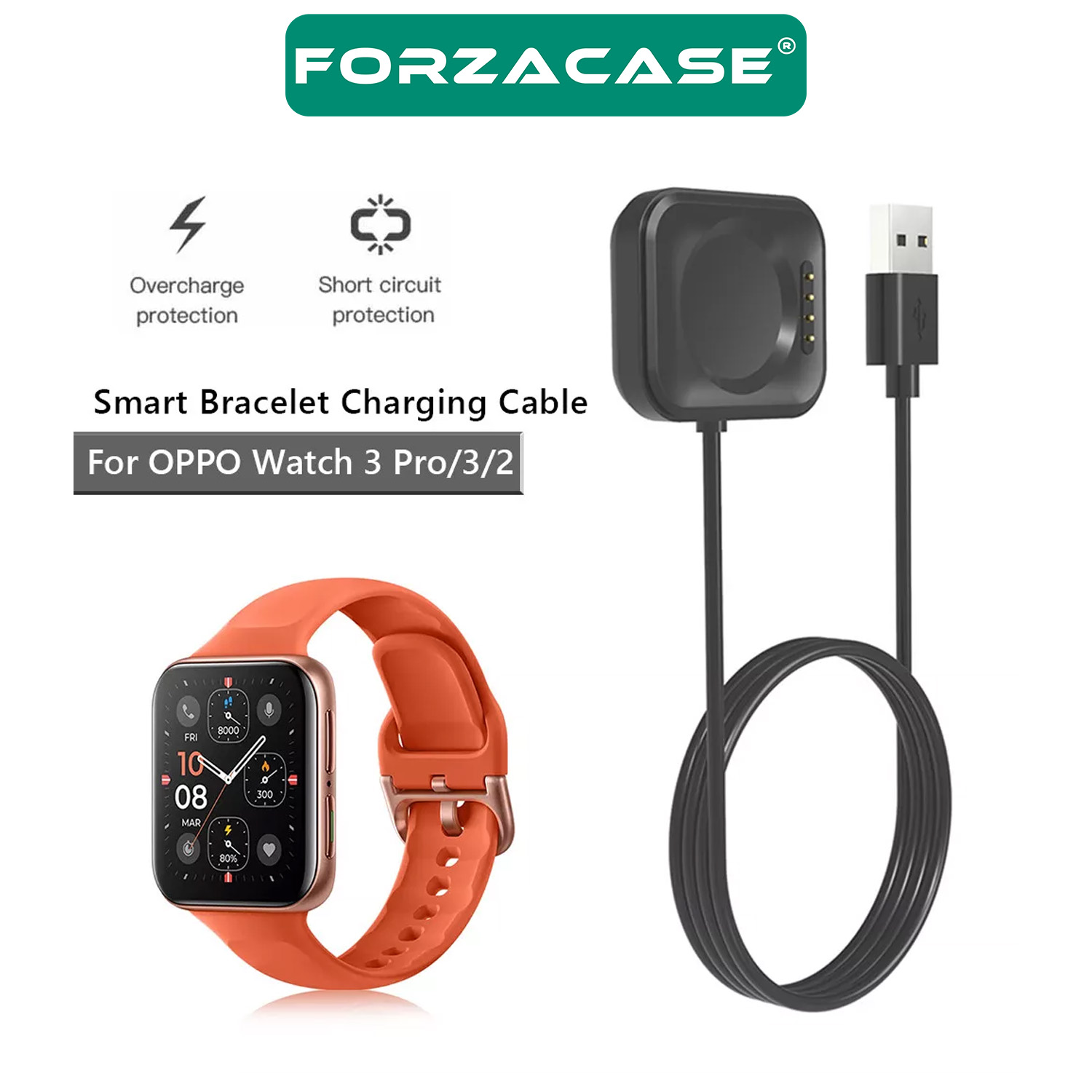 Forzacase Oppo Watch 3 / 3 Pro / 2 ile uyumlu Manyetik Şarj Kablosu 1m - FC017