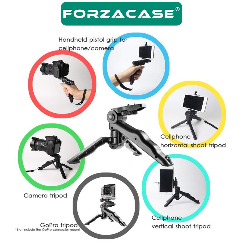 Forzacase 3 Ayak Mini Kamera Tripodu + Döner Başlık Telefon Tutucu - FC056