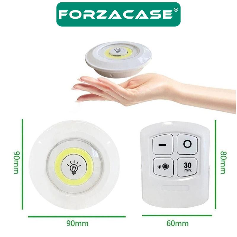 Forzacase Uzaktan Kumandalı 3 Lü Spot LED Lamba Kablosuz Pilli Işıldak Dolap Işığı Mutfak Rafı Işığı - FC086