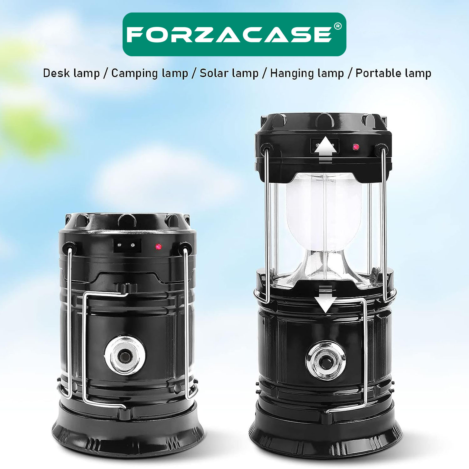 Forzacase Güneş Enerjili Solar 20 W Iki Fonksiyonlu Kamp Feneri 3200K Gün Işığı USB Şarjlı - FC090
