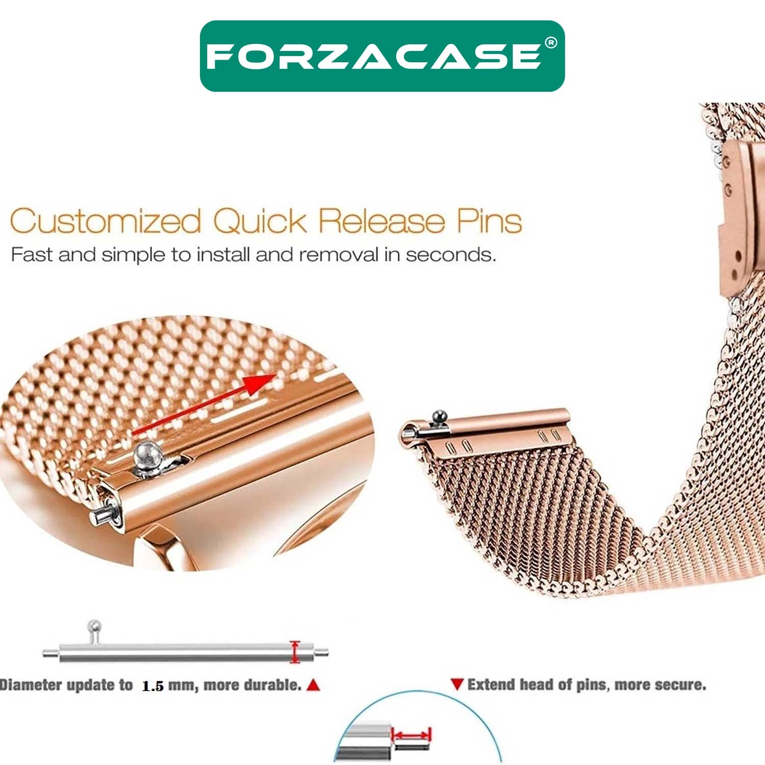 Forzacase Xiaomi Watch 5 47mm ile uyumlu Metal Mıknatıslı Kordon Kayış - FC096
