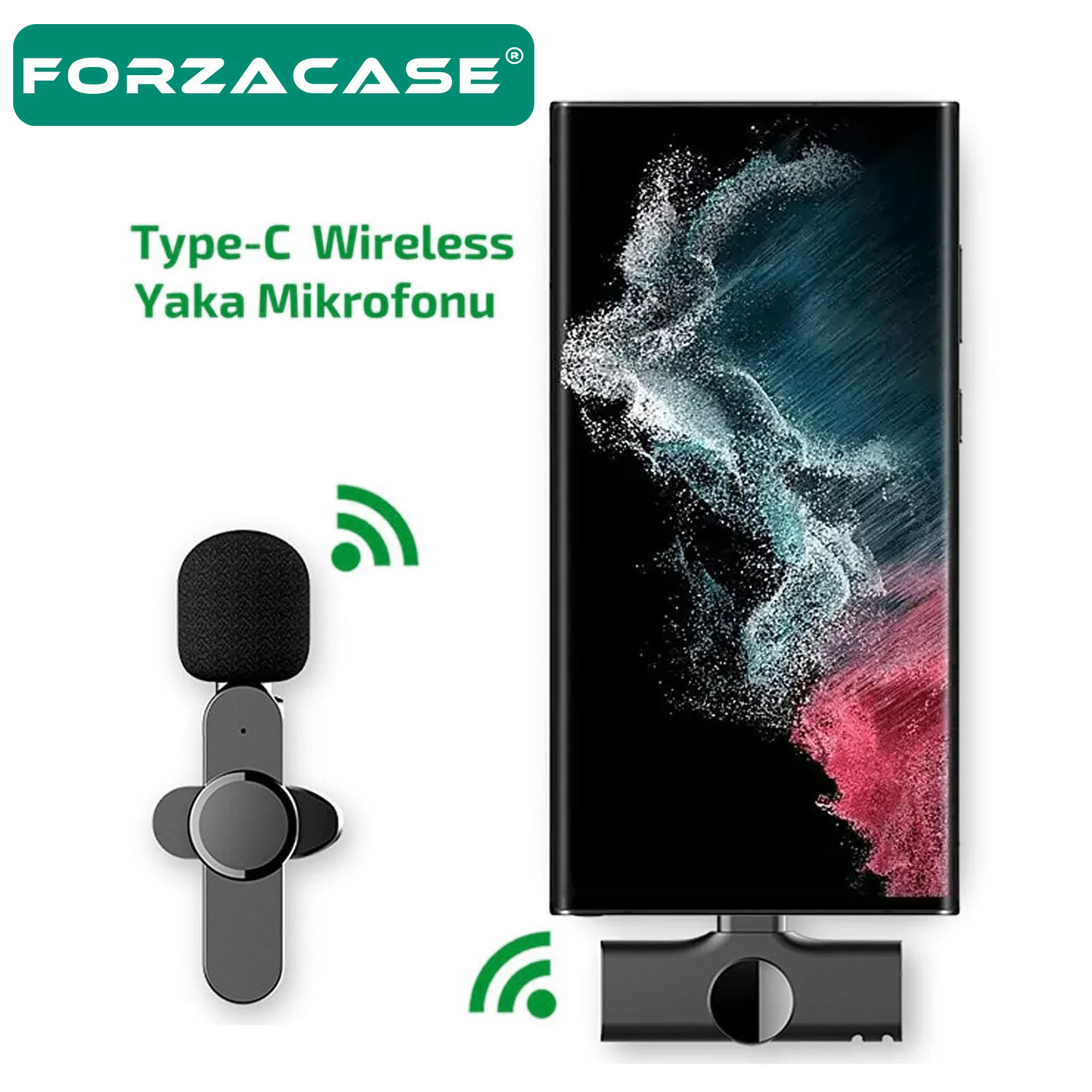 Forzacase Type-C Profesyonel Wireless Kablosuz Yaka Mikrofonu Lavalier - FC100