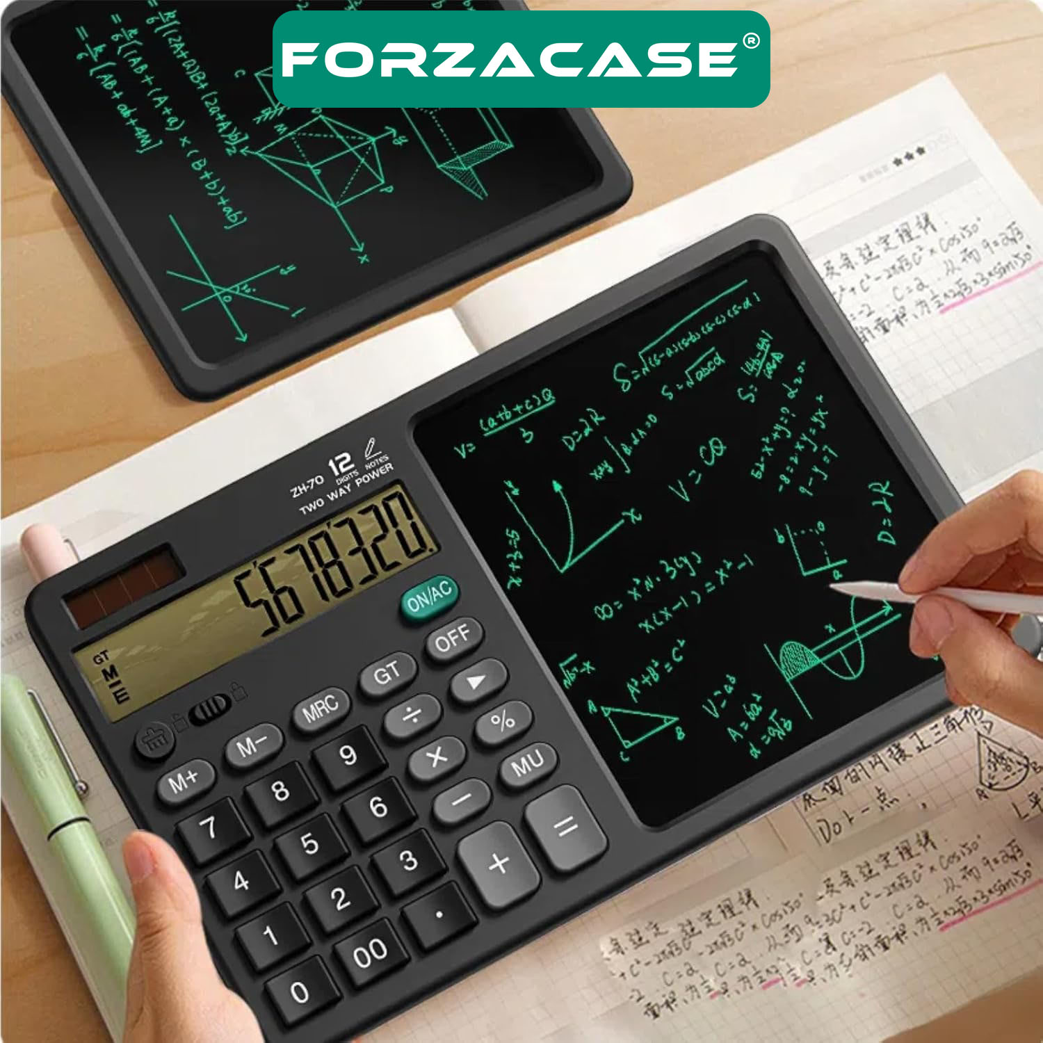 Forzacase Çift Fonksiyonlu Akıllı Hesap Makinesi ve LCD Yazma Tableti Not Alma Özellikli  - FC1001