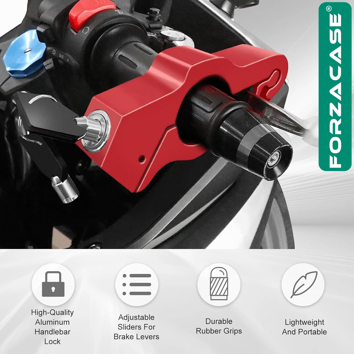 Forzacase Universal Metal Motosiklet Kilidi 2 Anahtarlı Gidon ve Fren Kilit - FC1002