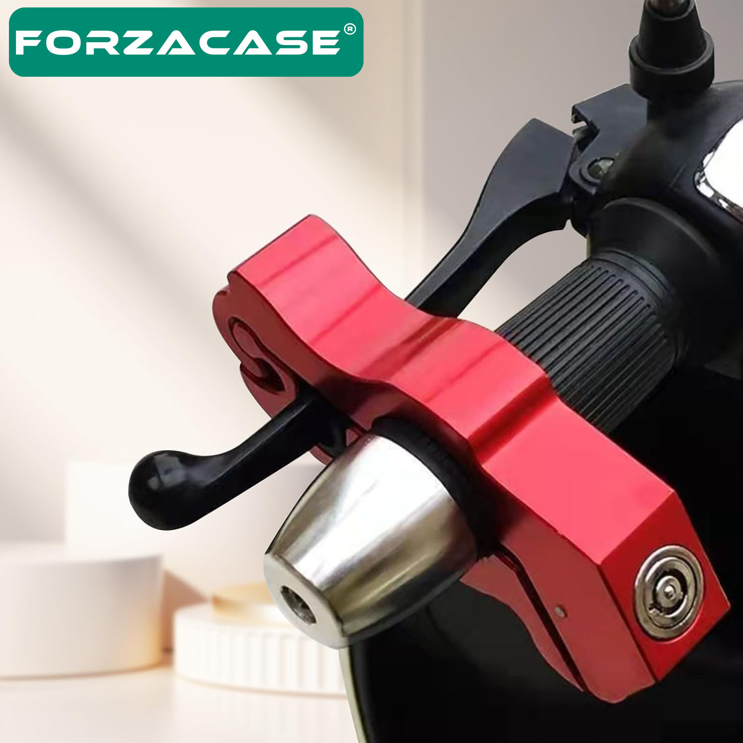 Forzacase Universal Metal Motosiklet Kilidi 2 Anahtarlı Gidon ve Fren Kilit - FC1002
