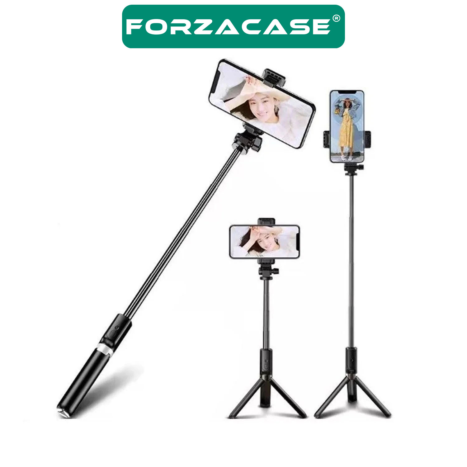 Forzacase Telefonlar için Kablosuz Bluetooth Selfie Çubuğu 90 cm 3 Ayak Kamera Tripodu - FC1005