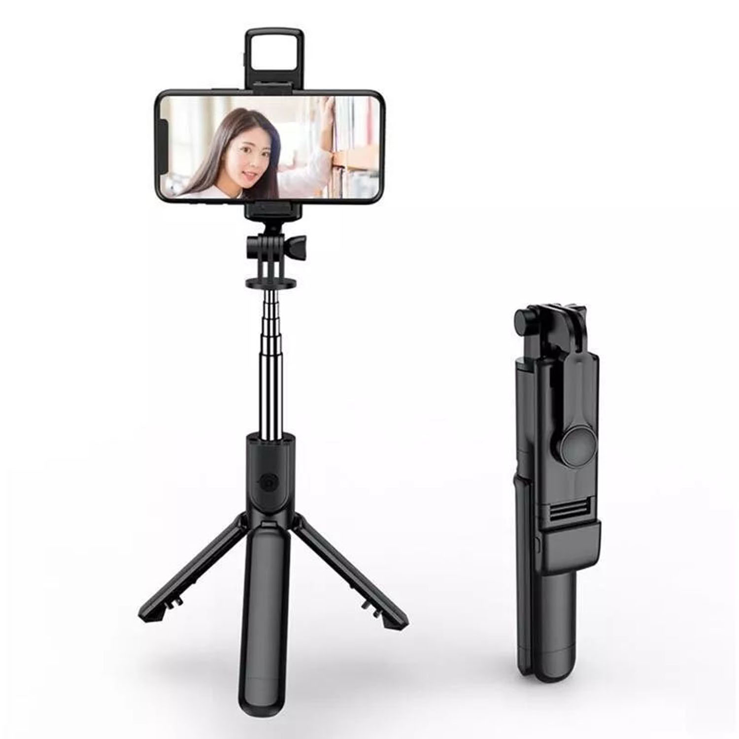 Forzacase Telefonlar için Işıklı Kablosuz Bluetooth Selfie Çubuğu 90 cm 3 Ayak Kamera Tripodu FC1006