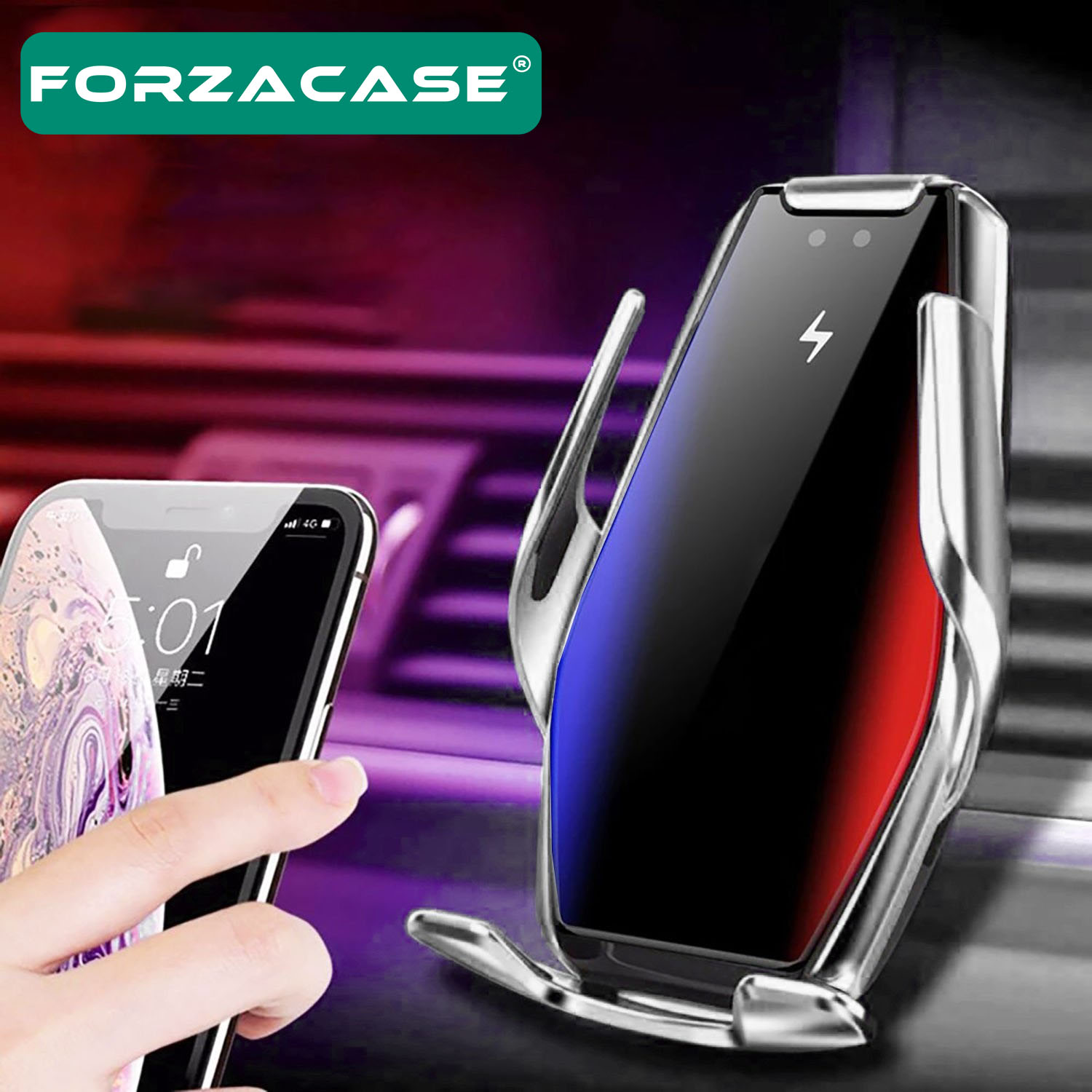 Forzacase Araç İçi Sensörlü Wireless Kablosuz Şarj Özellikli Telefon Tutucu Gold - S7 FC101