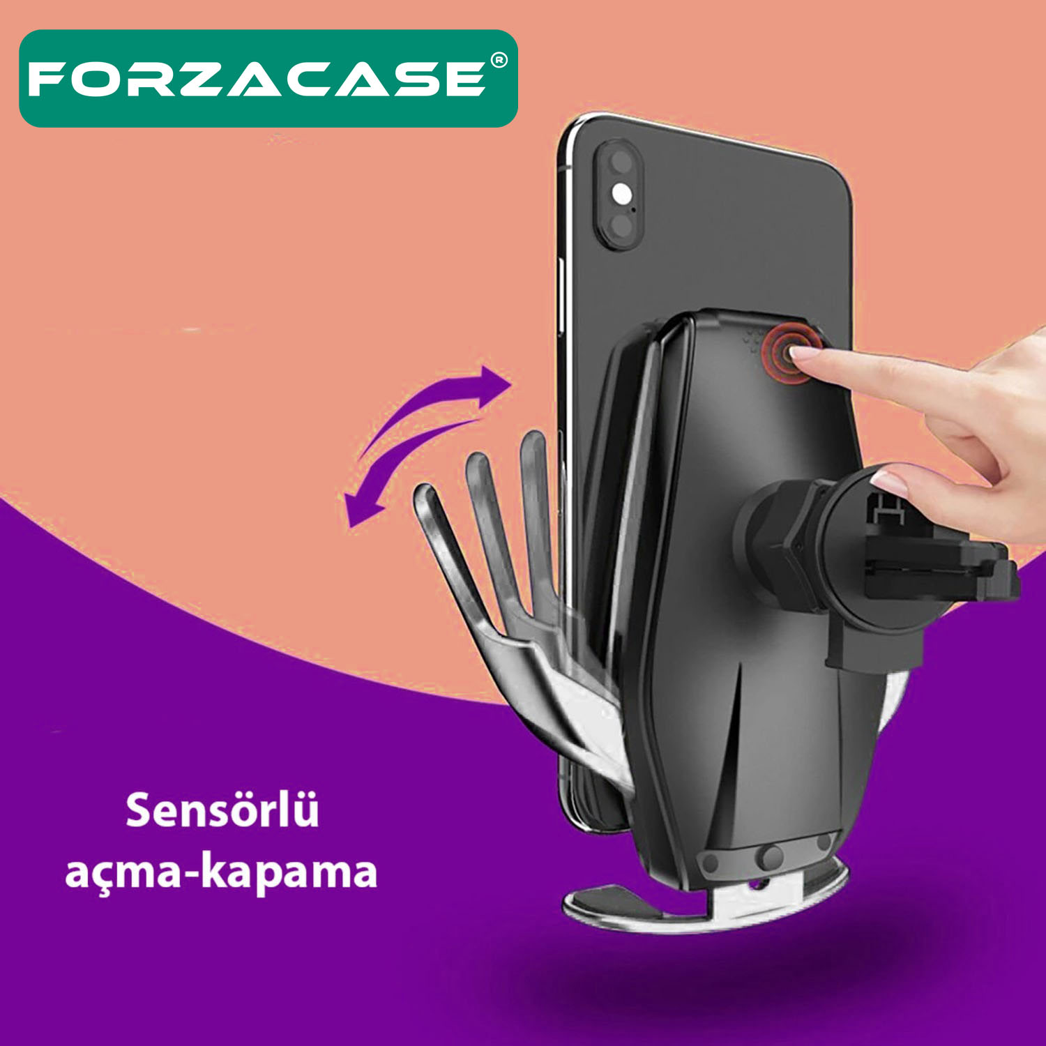 Forzacase Araç İçi Sensörlü Wireless Kablosuz Şarj Özellikli Telefon Tutucu Gold - S7 FC101