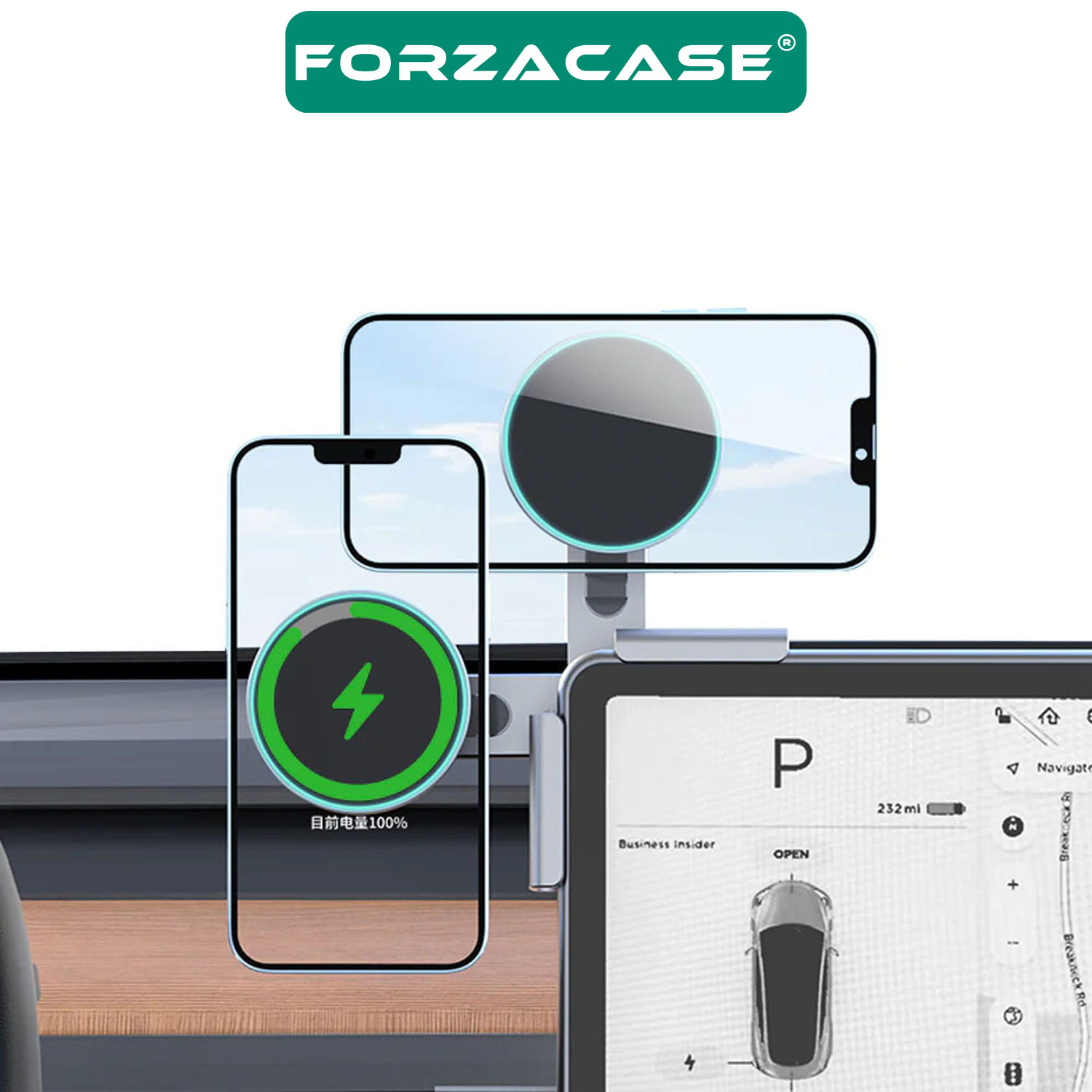 Forzacase Tesla Model Y ve Model 3 uyumlu Araç İçi Monitörden Monte Manyetik Telefon Tutucu - FC1011