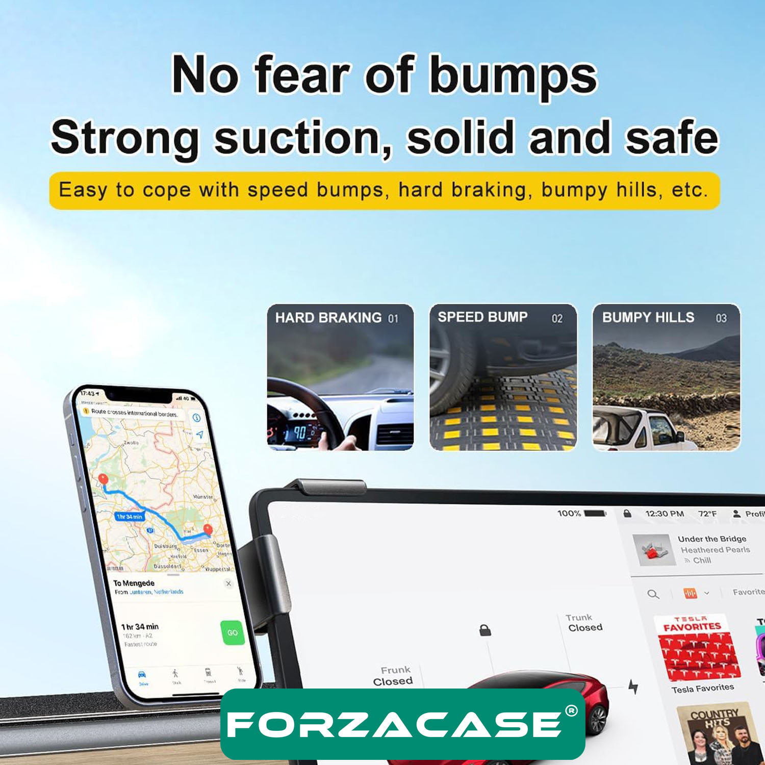 Forzacase Tesla Model Y ve Model 3 uyumlu Araç İçi Monitörden Monte Manyetik Telefon Tutucu - FC1011