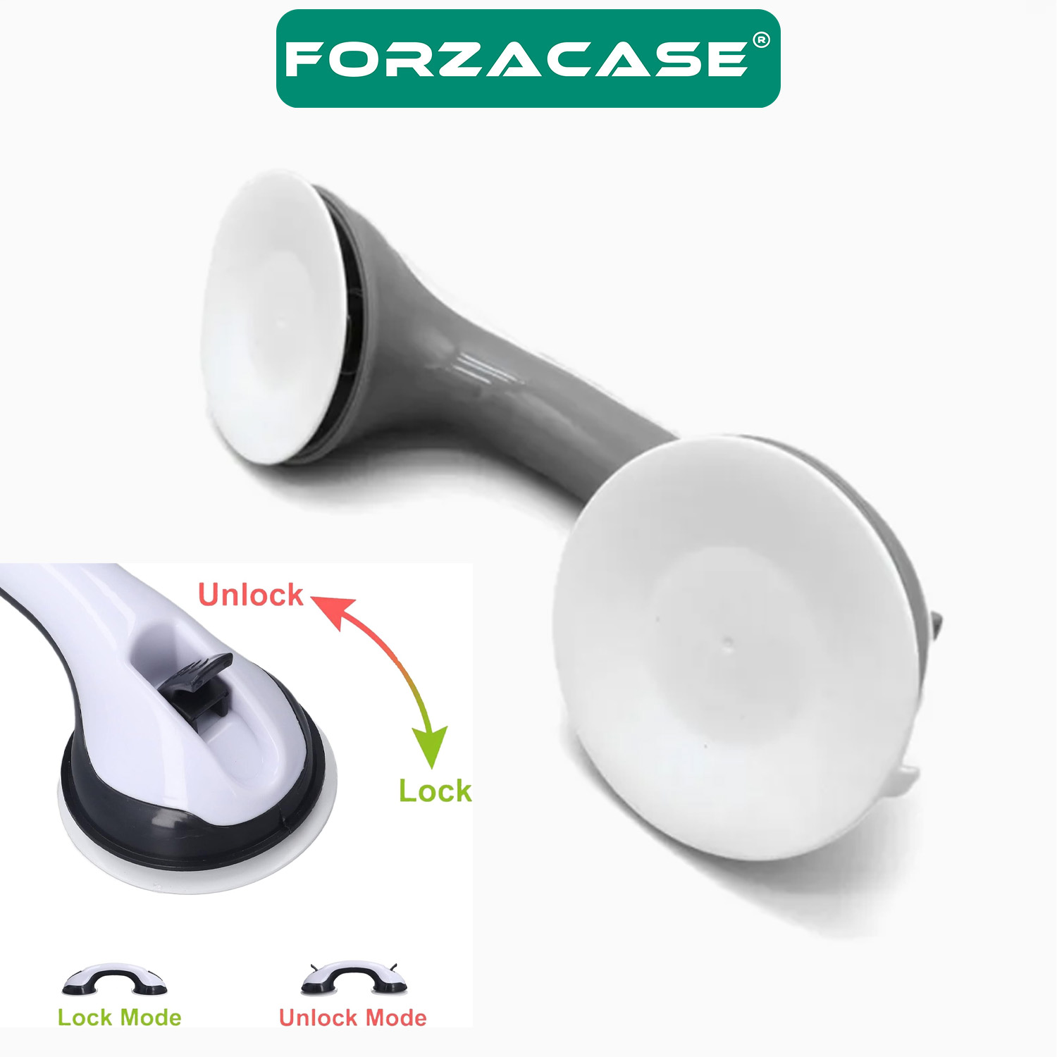 Forzacase 2 Adet Pratik Vantuzlu Tutucu Duvar Banyo Tutacağı Kaymaz Destek Sapı - FC1012