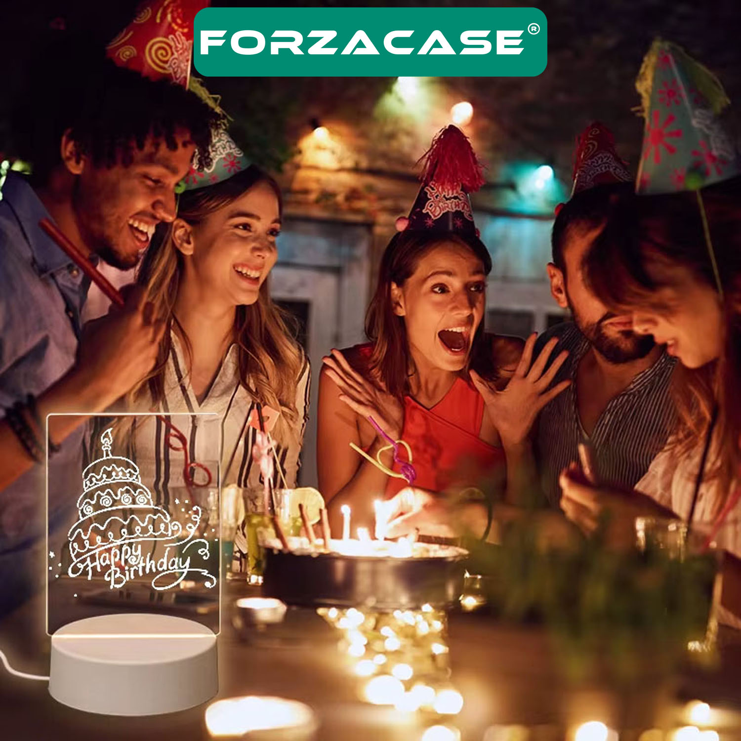 Forzacase Led Işıklı 10x18 cm Yazı Çizim Tahtası Stantlı Led Çizim Tableti Gece Lambası - FC1015