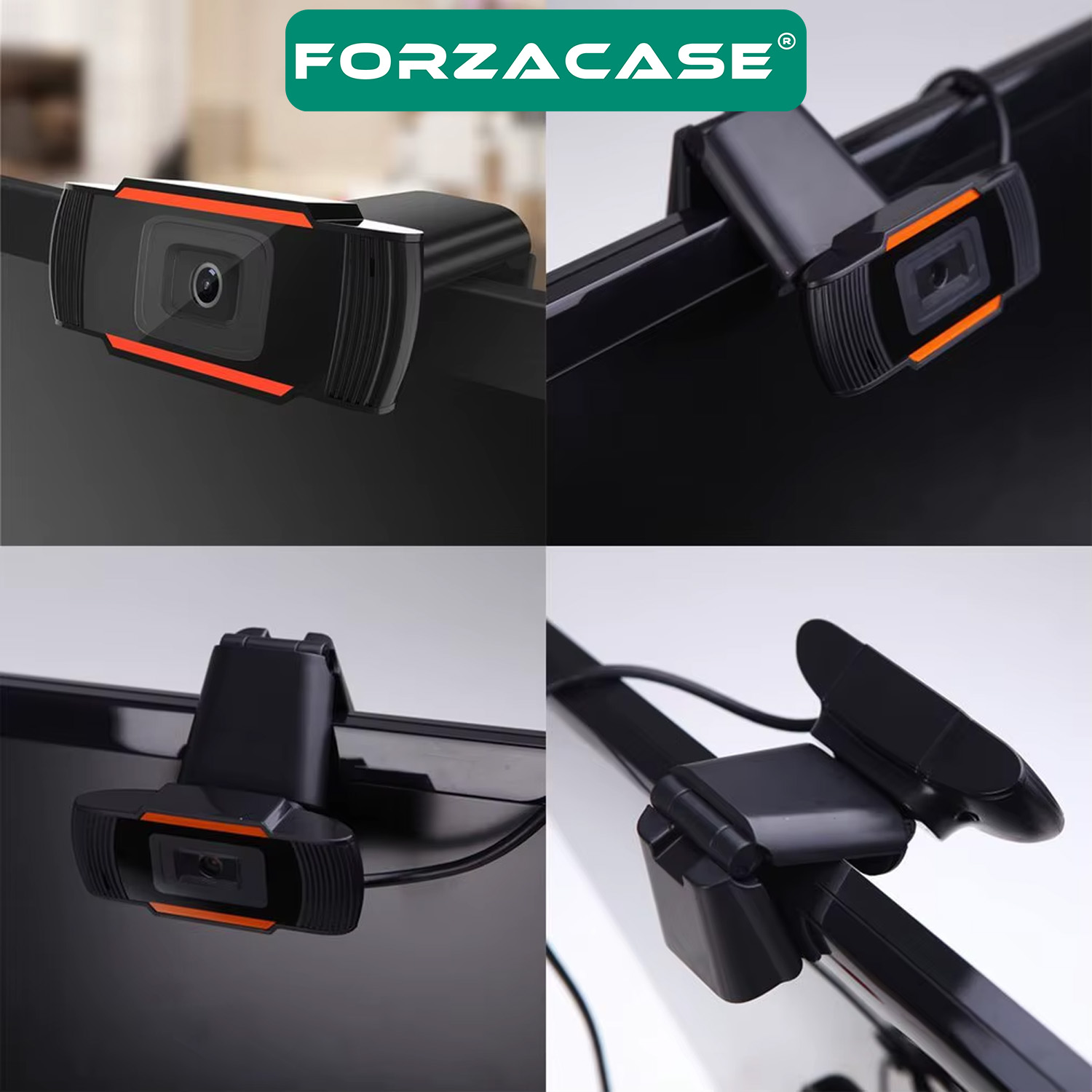 Forzacase 720P Ayarlanabilir Tak ve Çalıştır Mikrofonlu Görüntülü Web Kamerası Webcam - FC1019