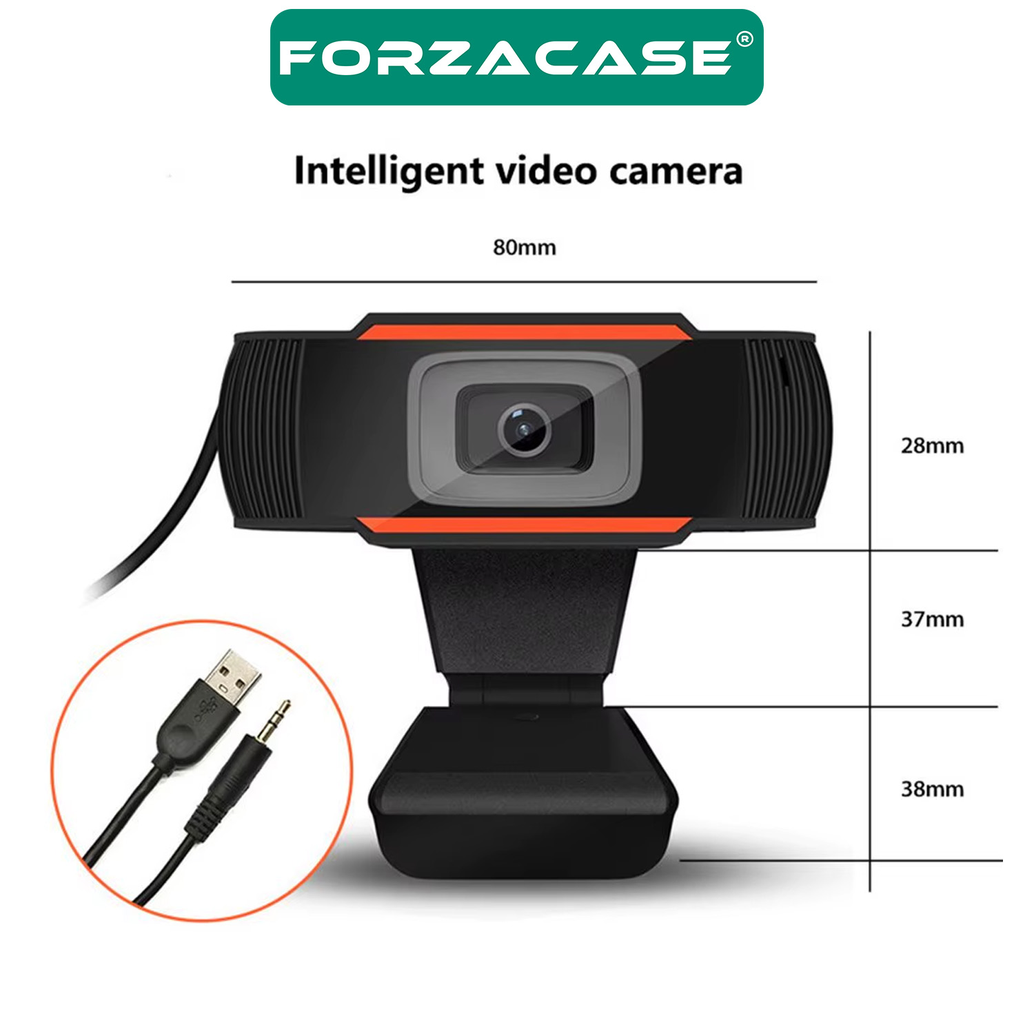 Forzacase 1080P Ayarlanabilir Tak ve Çalıştır Mikrofonlu Görüntülü Web Kamerası Webcam - FC1020