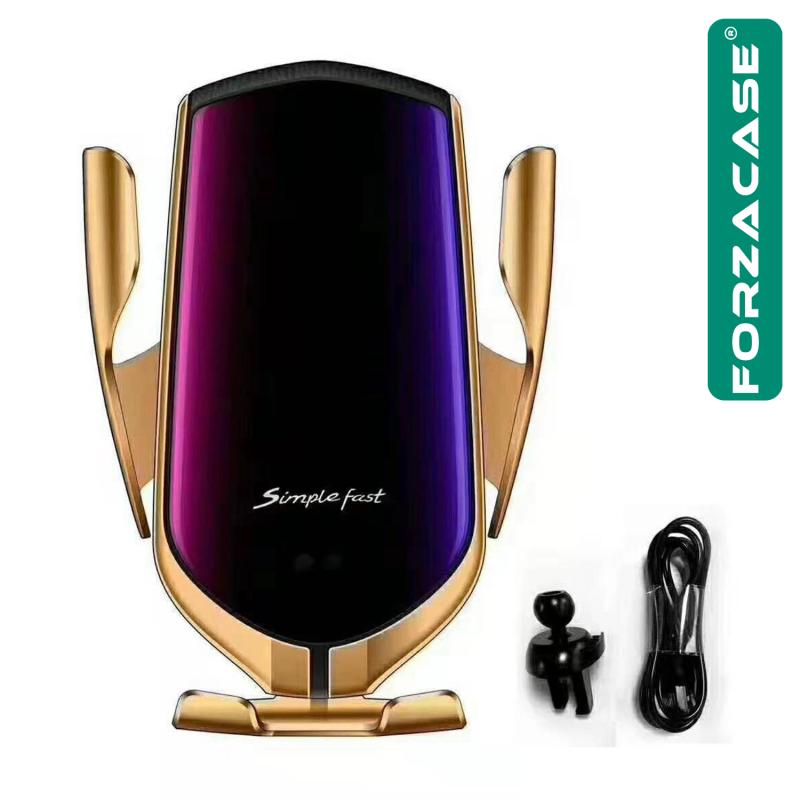 Forzacase Araç İçi Sensörlü Wireless Kablosuz Şarj Özellikli Telefon Tutucu Gold - R1 FC102