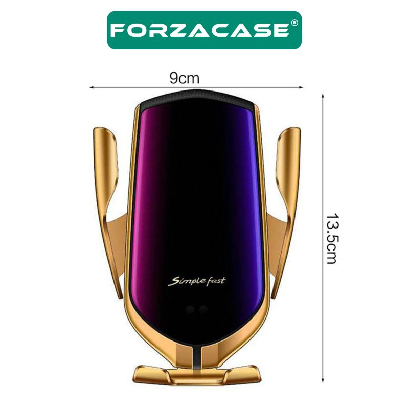Forzacase Araç İçi Sensörlü Wireless Kablosuz Şarj Özellikli Telefon Tutucu Gold - R1 FC102