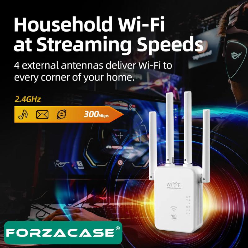 Forzacase 2.4GHz 300 Mbps 4 Antenli Kablosuz Wifi Güçlendirici Access Point Repeater - FC1021