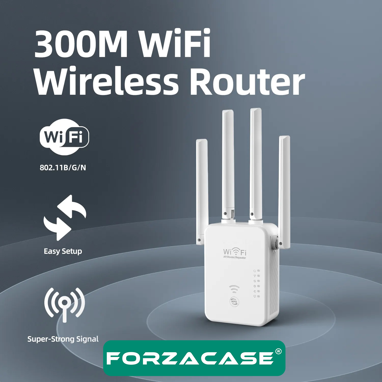 Forzacase 2.4GHz 300 Mbps 4 Antenli Kablosuz Wifi Güçlendirici Access Point Repeater - FC1021