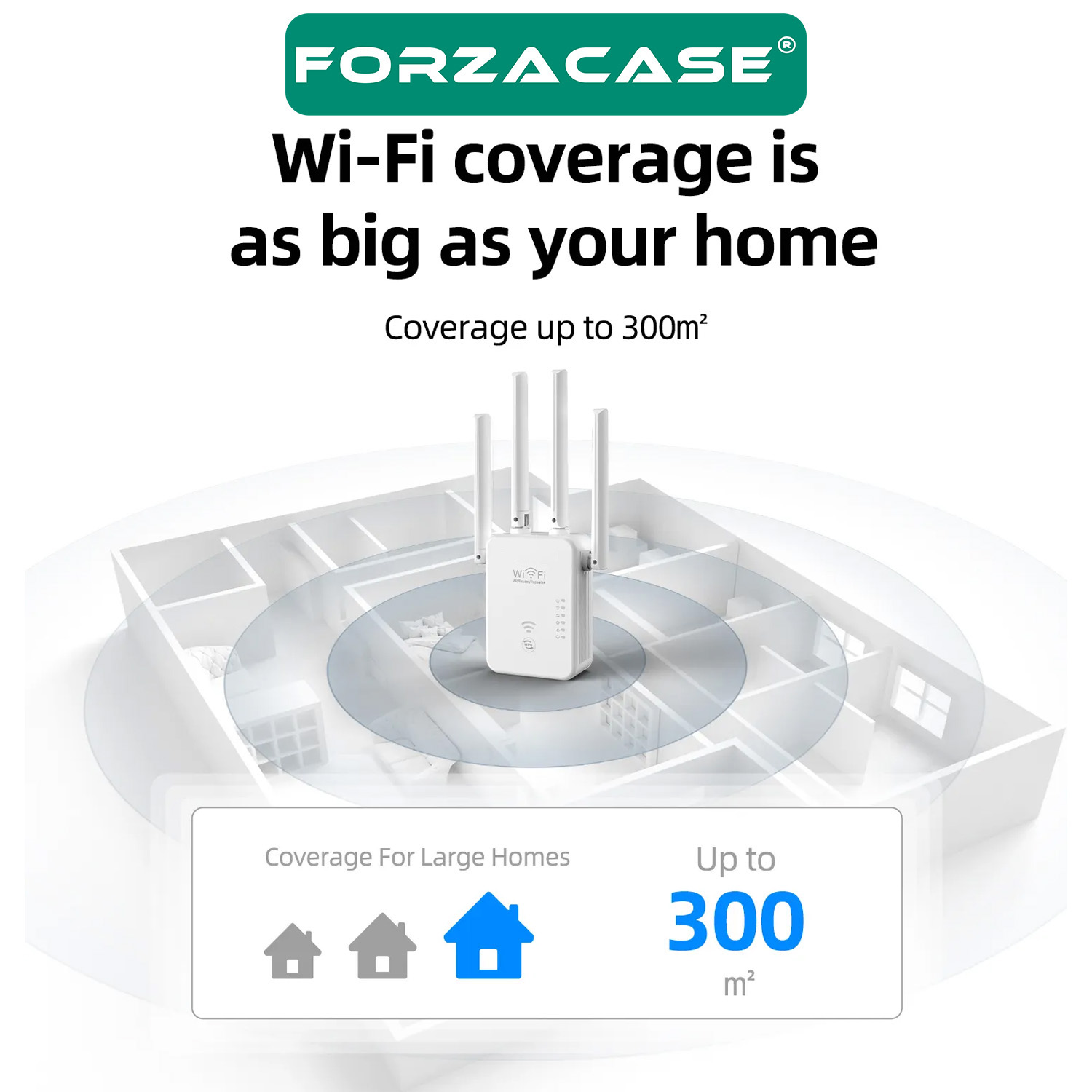 Forzacase 2.4GHz 300 Mbps 4 Antenli Kablosuz Wifi Güçlendirici Access Point Repeater - FC1021