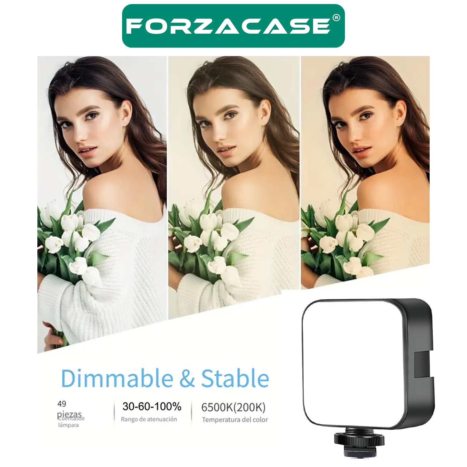 Forzacase Cep Telefonu , Kameralar ve PC için Şarj Edilebilir RGB LED Selfie ve Video Işığı - FC1022