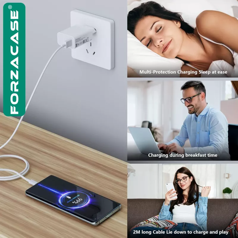 Forzacase Galaxy Tab A11 Serisi uyumlu Hızlı Şarj Destekli 120W Type-C USB Şarj Cihazı Seti - FC1025