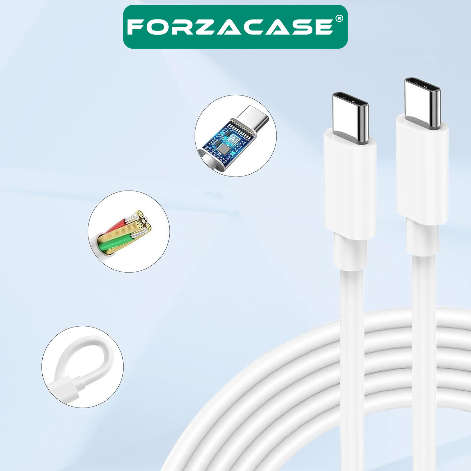 Forzacase Samsung Telefonlar ile uyumlu Hızlı Şarj 25W Type-C to Type-C Şarj Cihazı Seti - FC1026