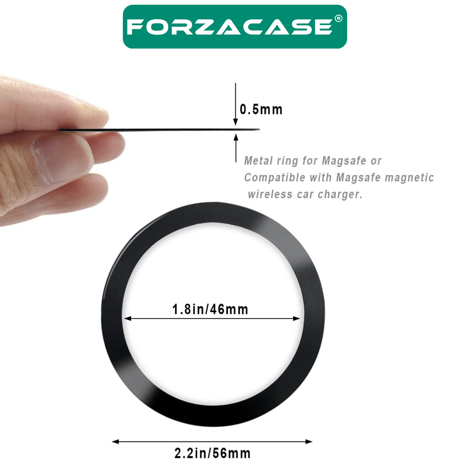 Forzacase iPhone 8 ve üstü Modeller ile uyumlu Metal Magsafe Halka Yüzük Ring Siyah - FC1032