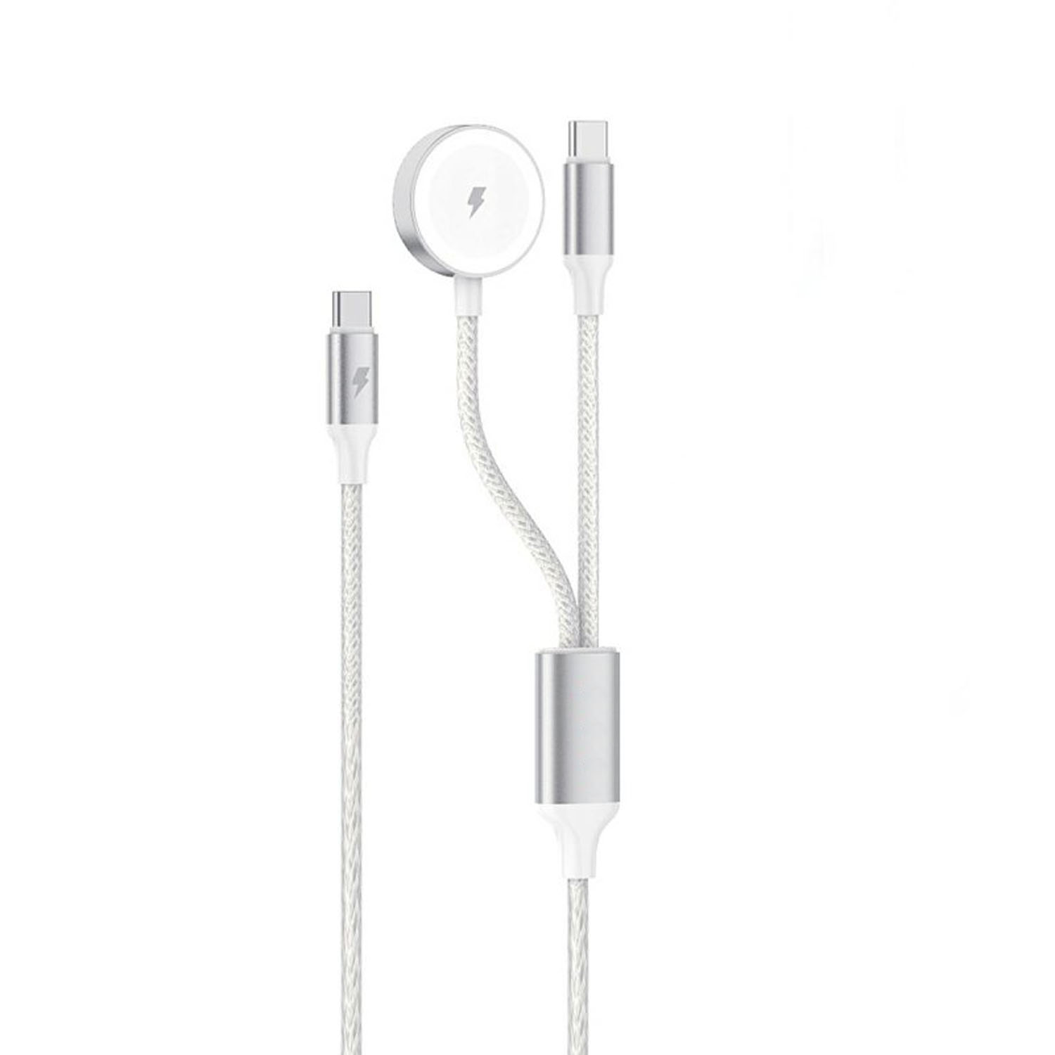 Forzacase Type-C Giriş 60W 2in1 Type-C ve Apple Watch Çoklu Şarj Kablosu Örgü Kablo Tasarım - FC1036