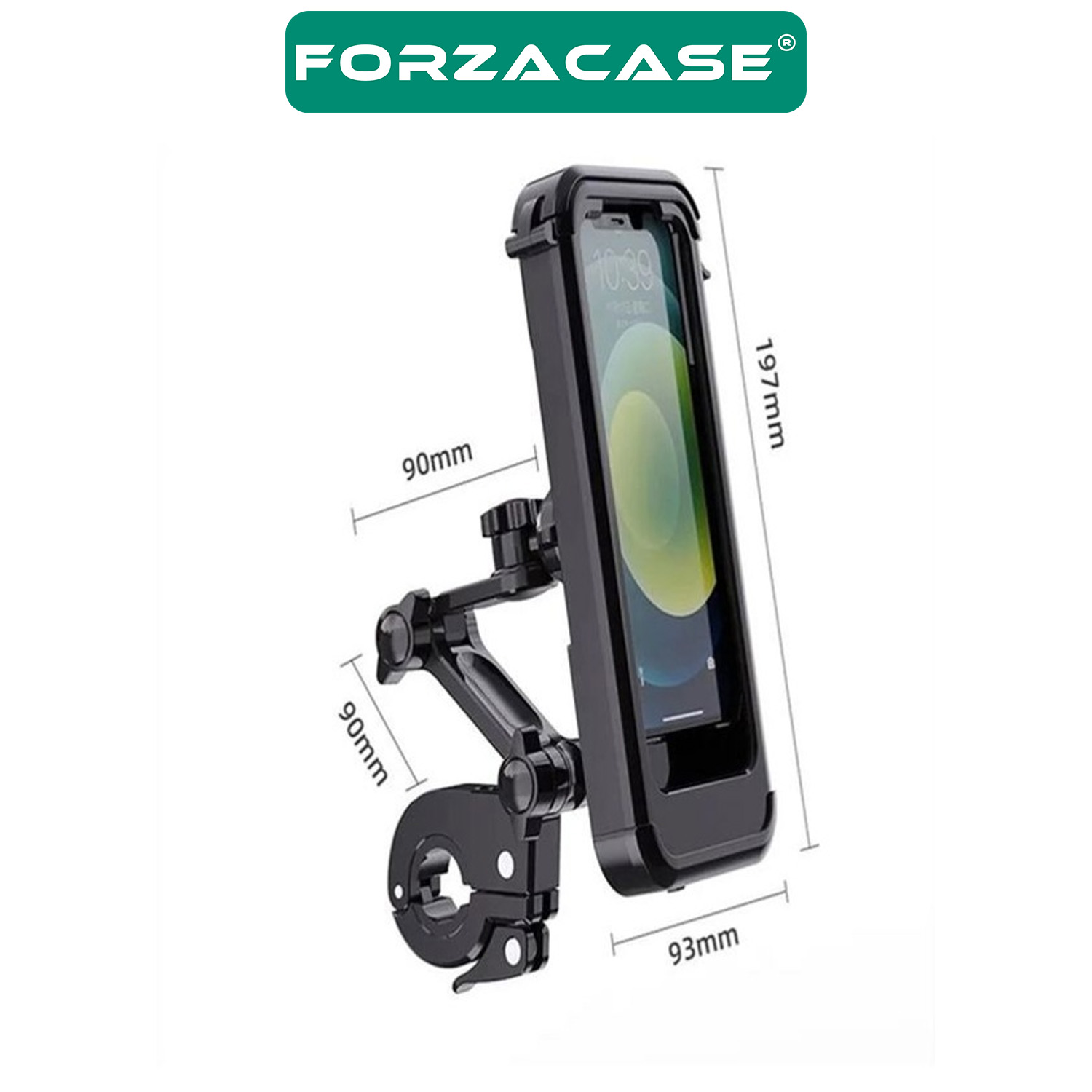 Forzacase Bisiklet Motosiklet Scooter için Gidon Uyumlu Önü Kapalı Su Geçirmez Telefon Tutucu FC1038