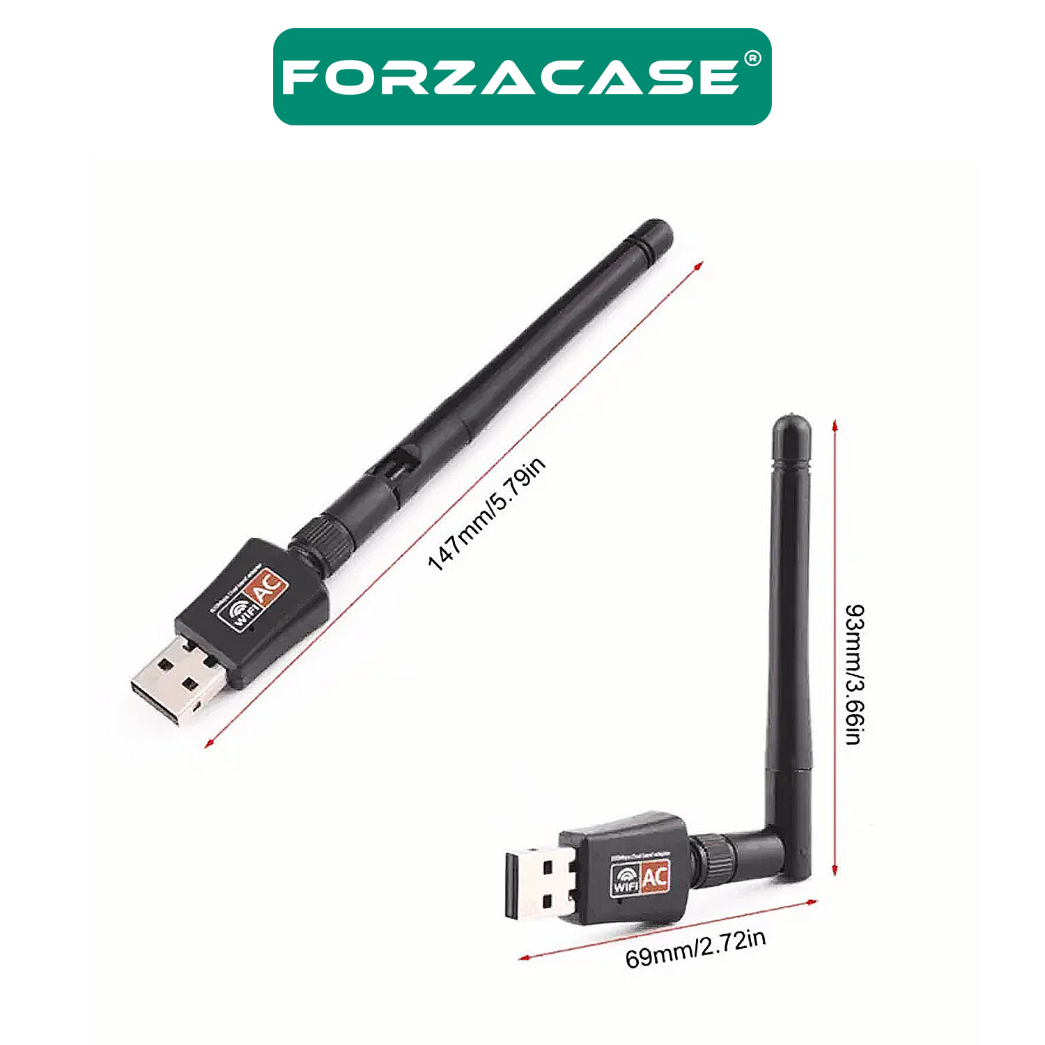 Forzacase 2.4GHz 600 Mbps USB Wireless Adaptör WiFi Anten - FC104