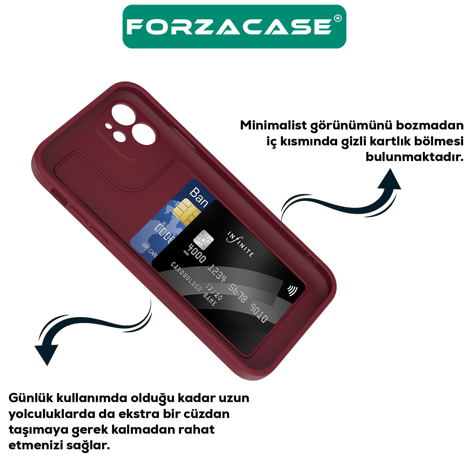 Forzacase iPhone 16 Pro Max ile uyumlu Kamera Korumalı Kartlık Hazneli Silikon Kılıf - FC1040