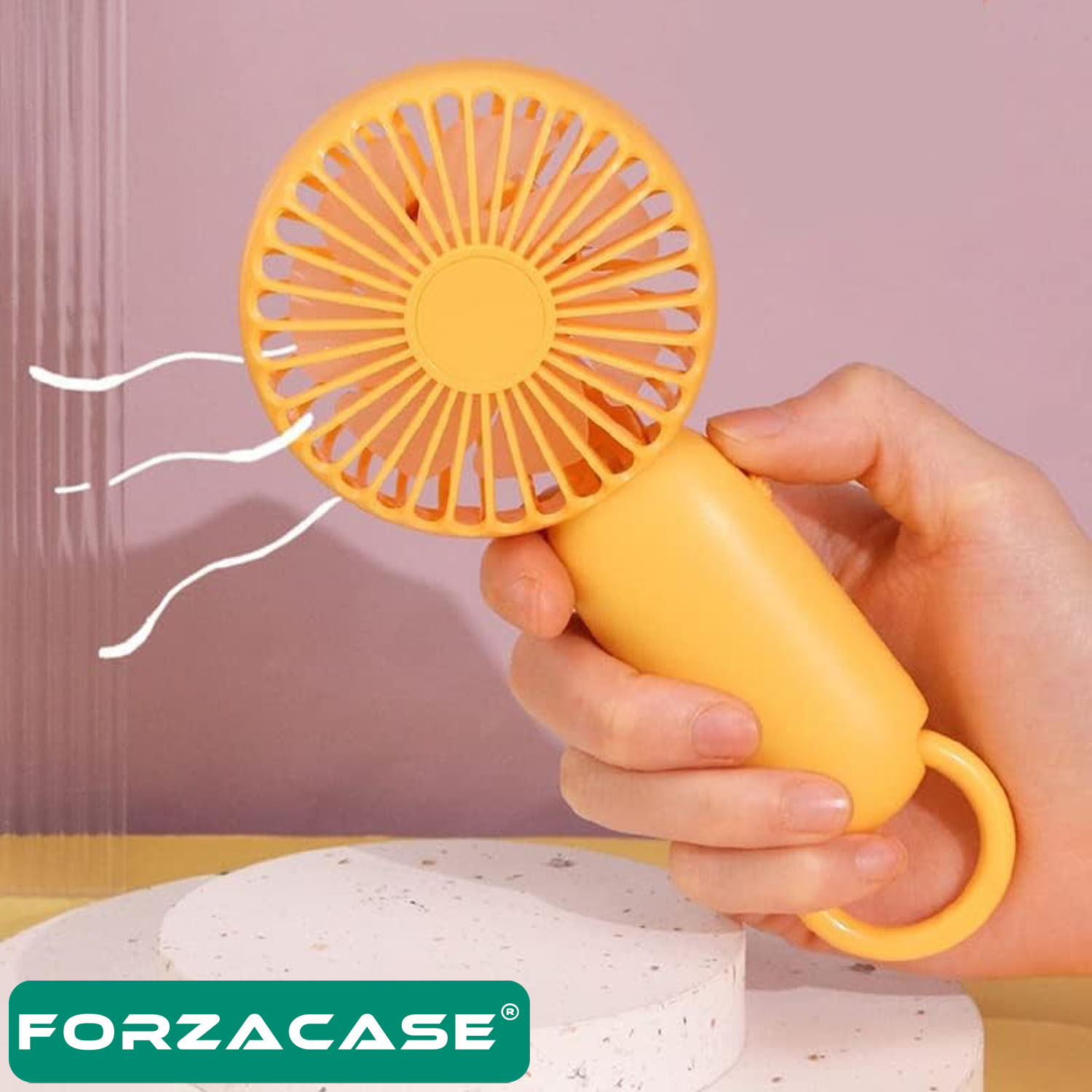 Forzacase LED Işıklı Şarjlı Taşınabilir Portatif El Vantilatörü Gezi Seyahat için uygun Fan - FC1041