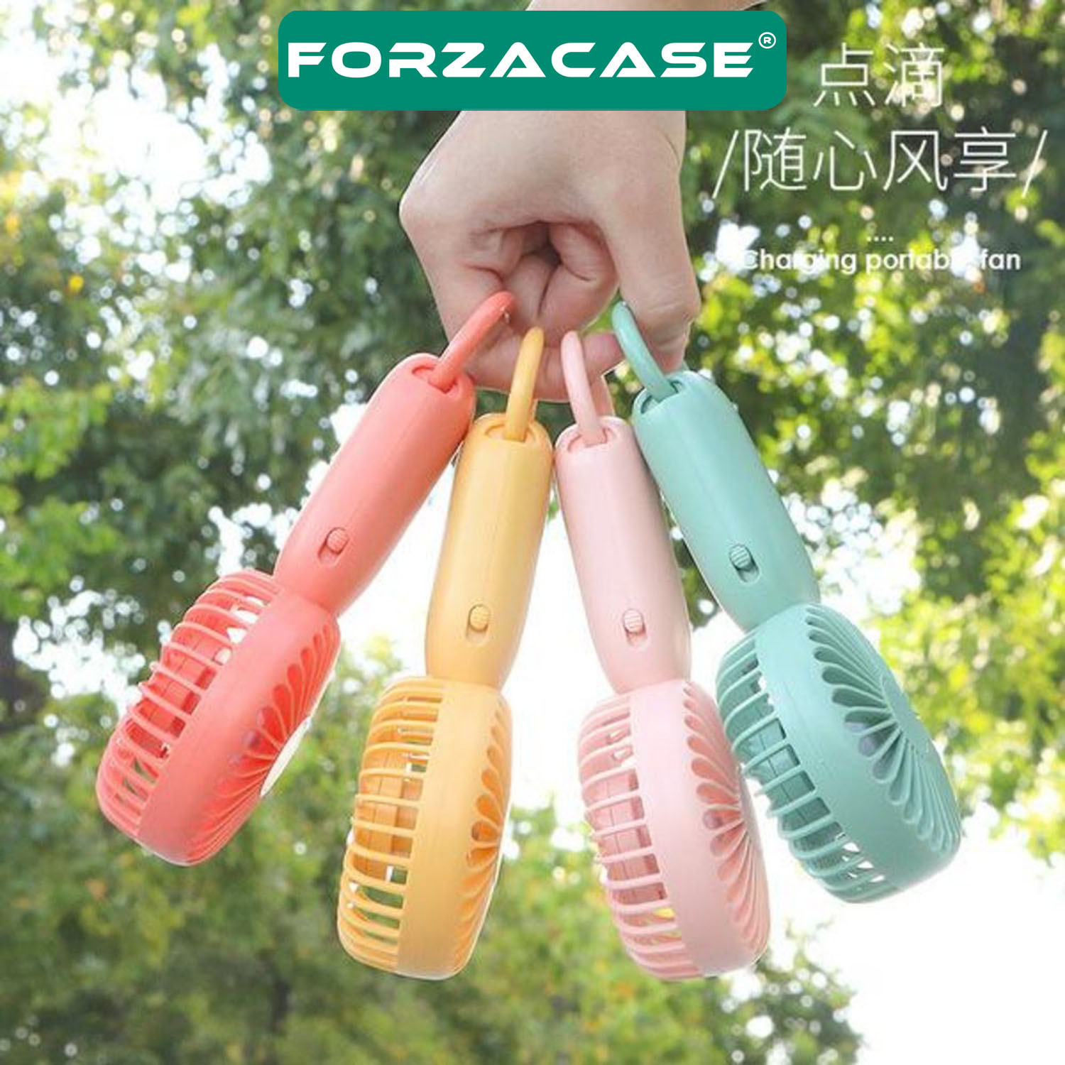 Forzacase LED Işıklı Şarjlı Taşınabilir Portatif El Vantilatörü Gezi Seyahat için uygun Fan - FC1041