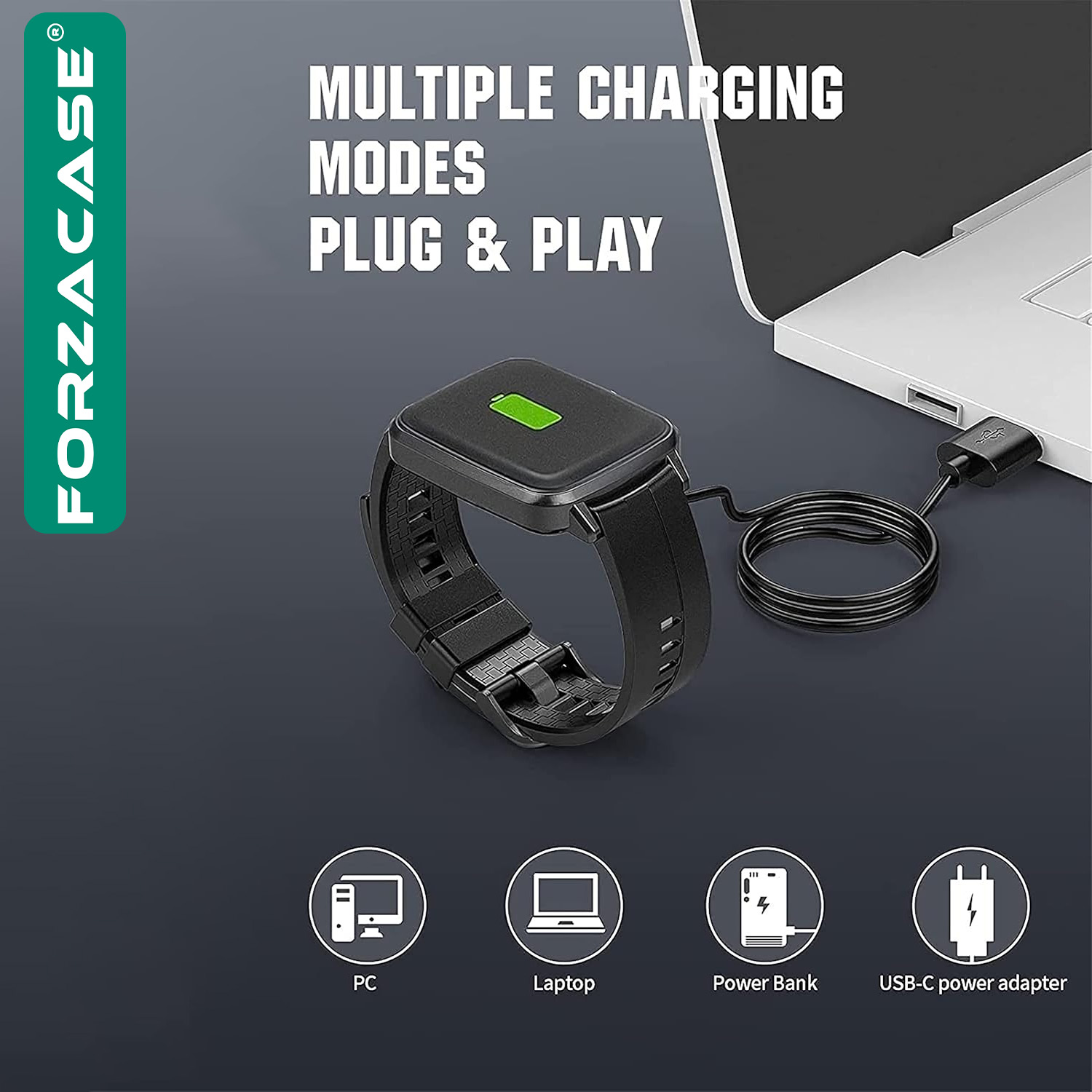 Forzacase 4 Pin 7.62 mm Konnektör Akıllı Saatler için Manyetik Şarj Kablosu - FC017