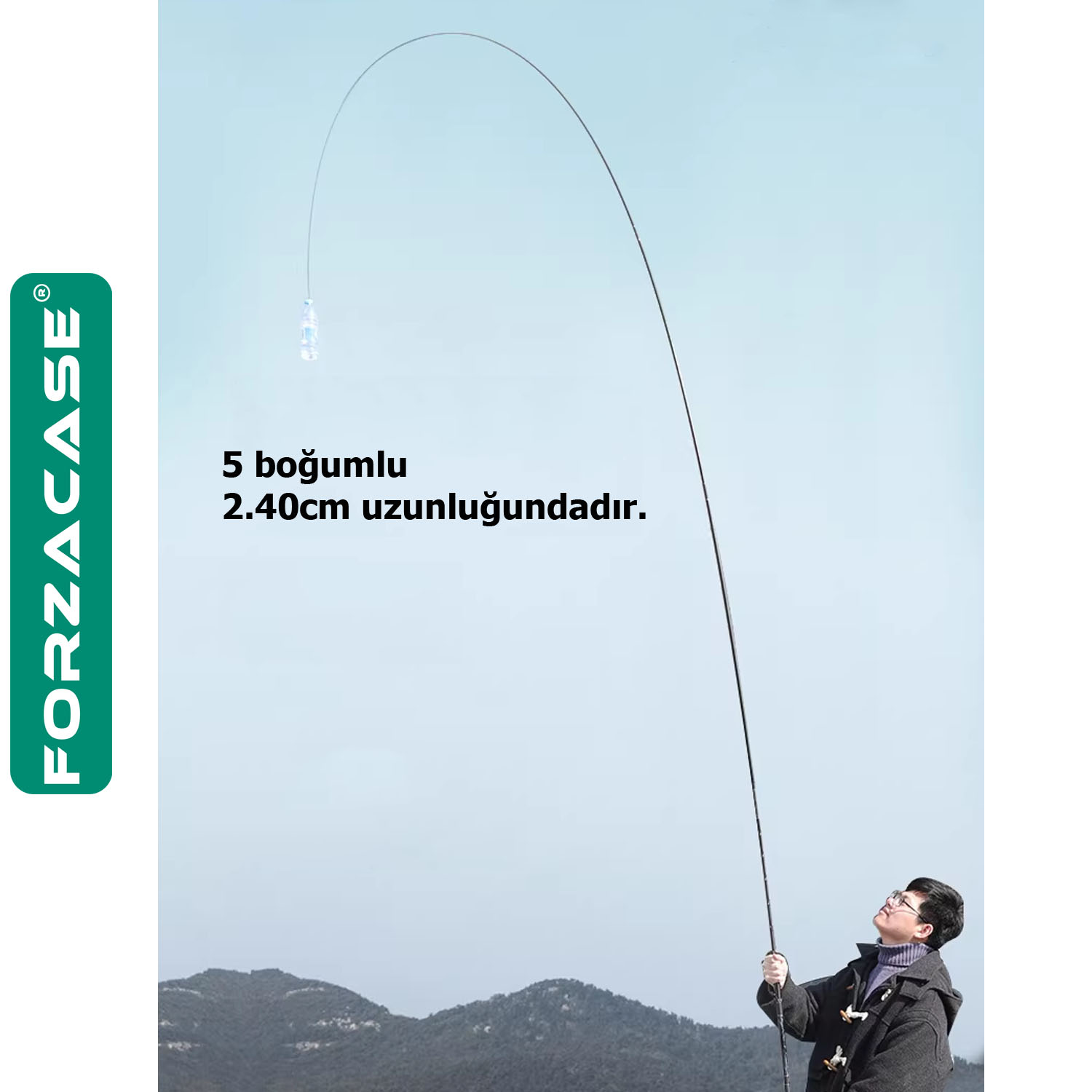 Forzacase Hafif Karbonfiber Teleskobik Olta Kamışı 5 Boğumlu 2.40 cm - FC1046