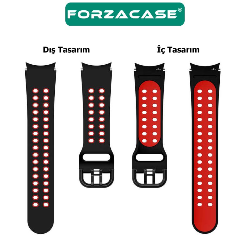Forzacase Samsung Galaxy Watch 6 40mm ile uyumlu Çift Renk Delikli Silikon Kordon Kayış - FC1049