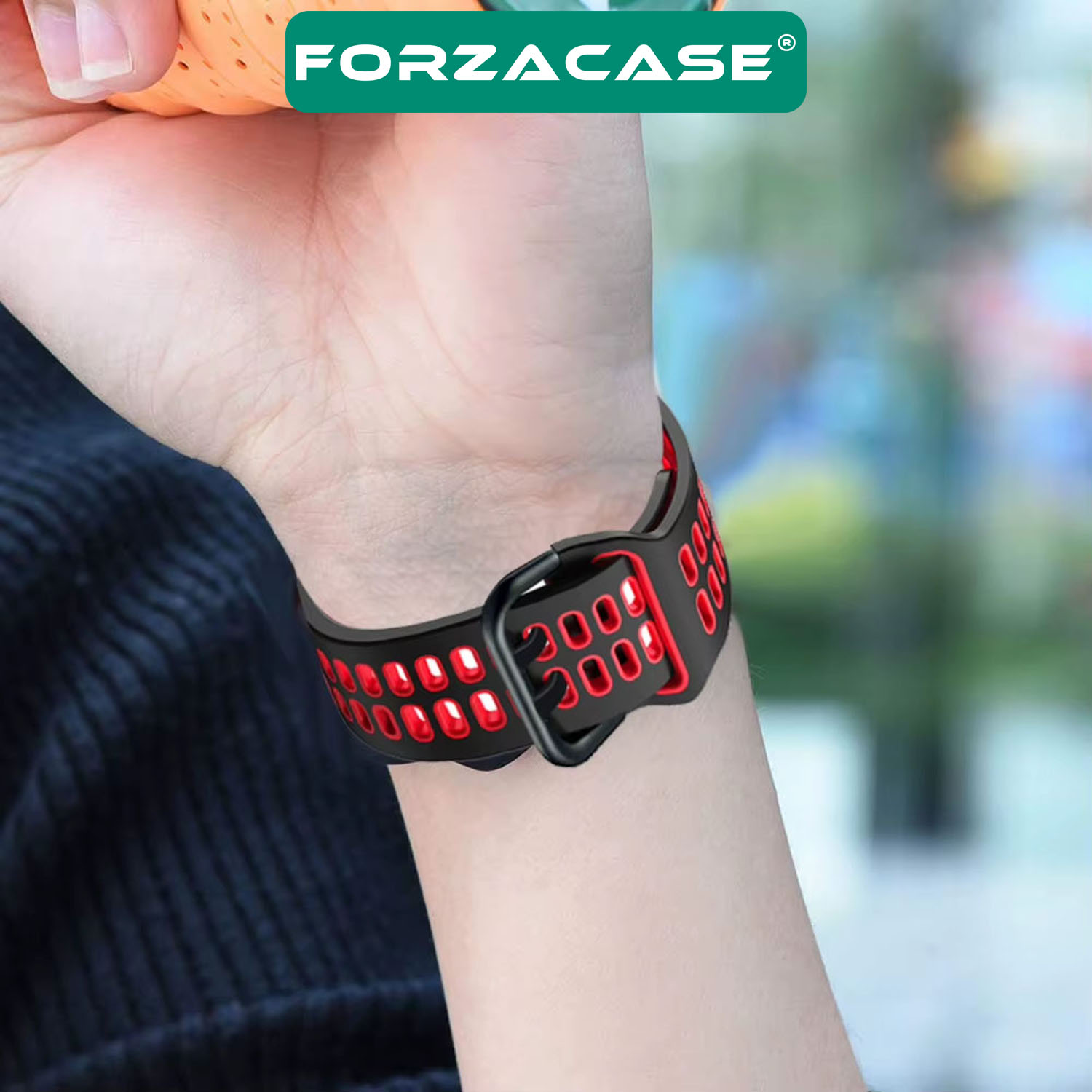 Forzacase Samsung Galaxy Watch 5 44mm ile uyumlu Çift Renk Delikli Silikon Kordon Kayış - FC1049