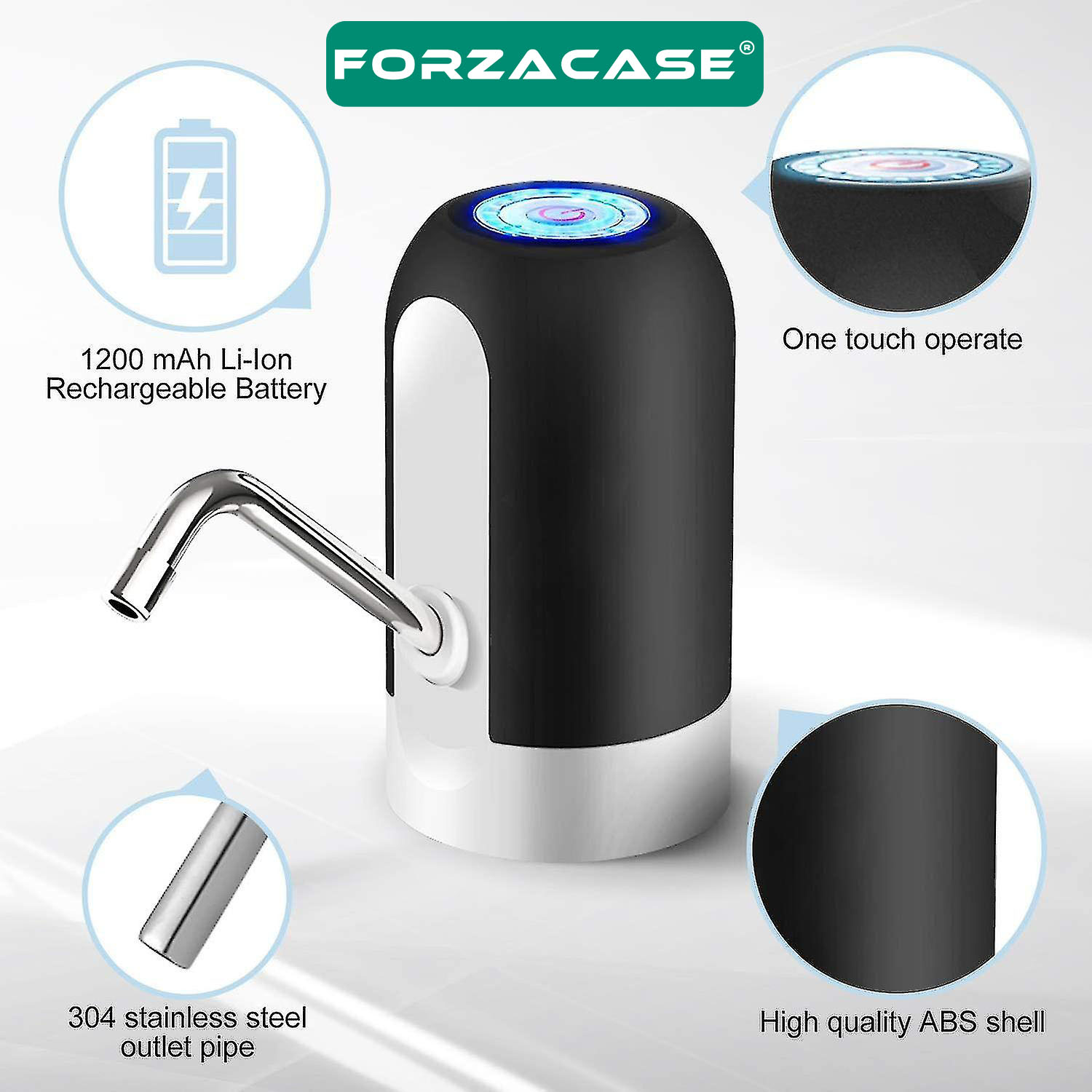 Forzacase Usb Şarjlı 1200 mAh Elektrikli Otomatik Damacana Su Pompası - FC105