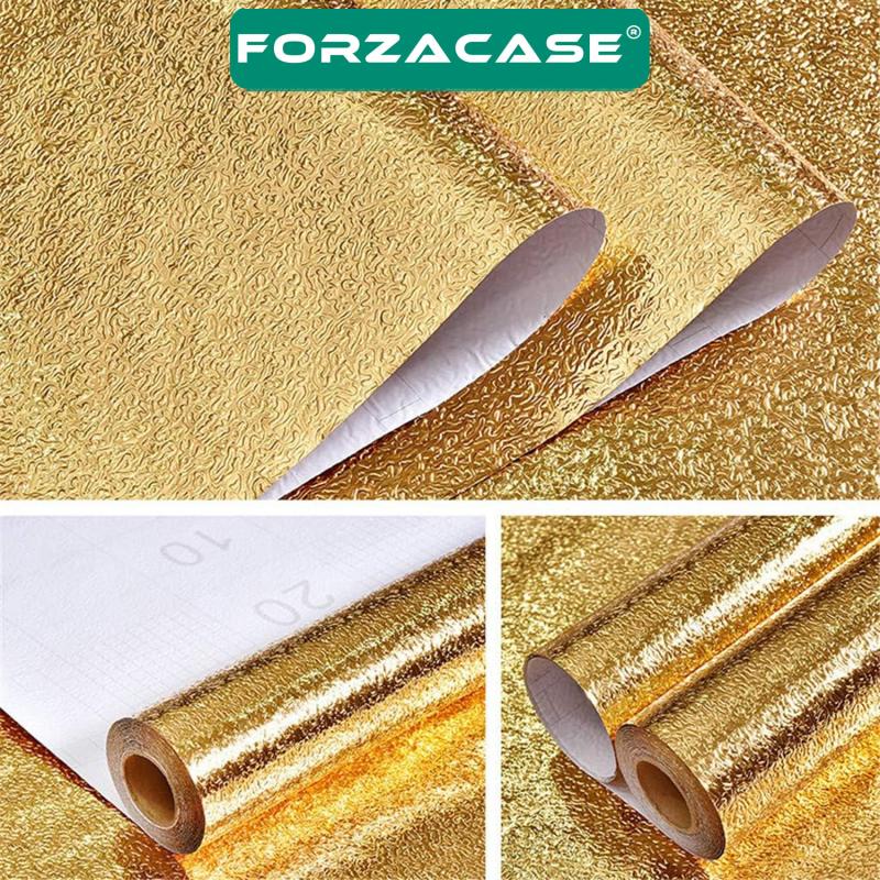 Forzacase 1 metre Isıya Dayanıklı Yapışkanlı Kolay Silinebilir Mutfak Tezgah Üstü Folyo Gold FC1050