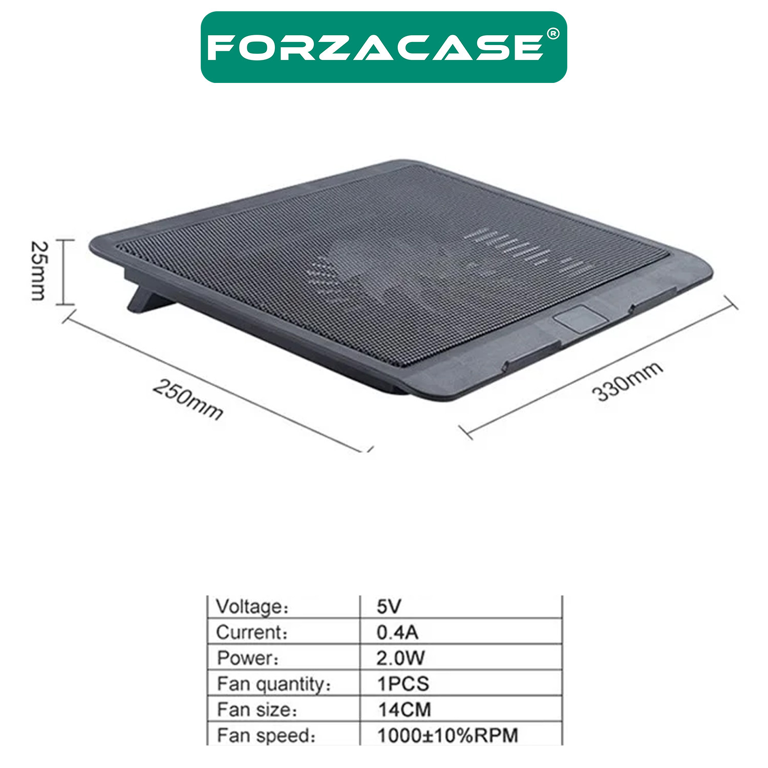 Forzacase LED Işıklı Tek Fanlı Yükseklikli Ayarlı Notebook Laptop Soğutucu Fan - FC1052