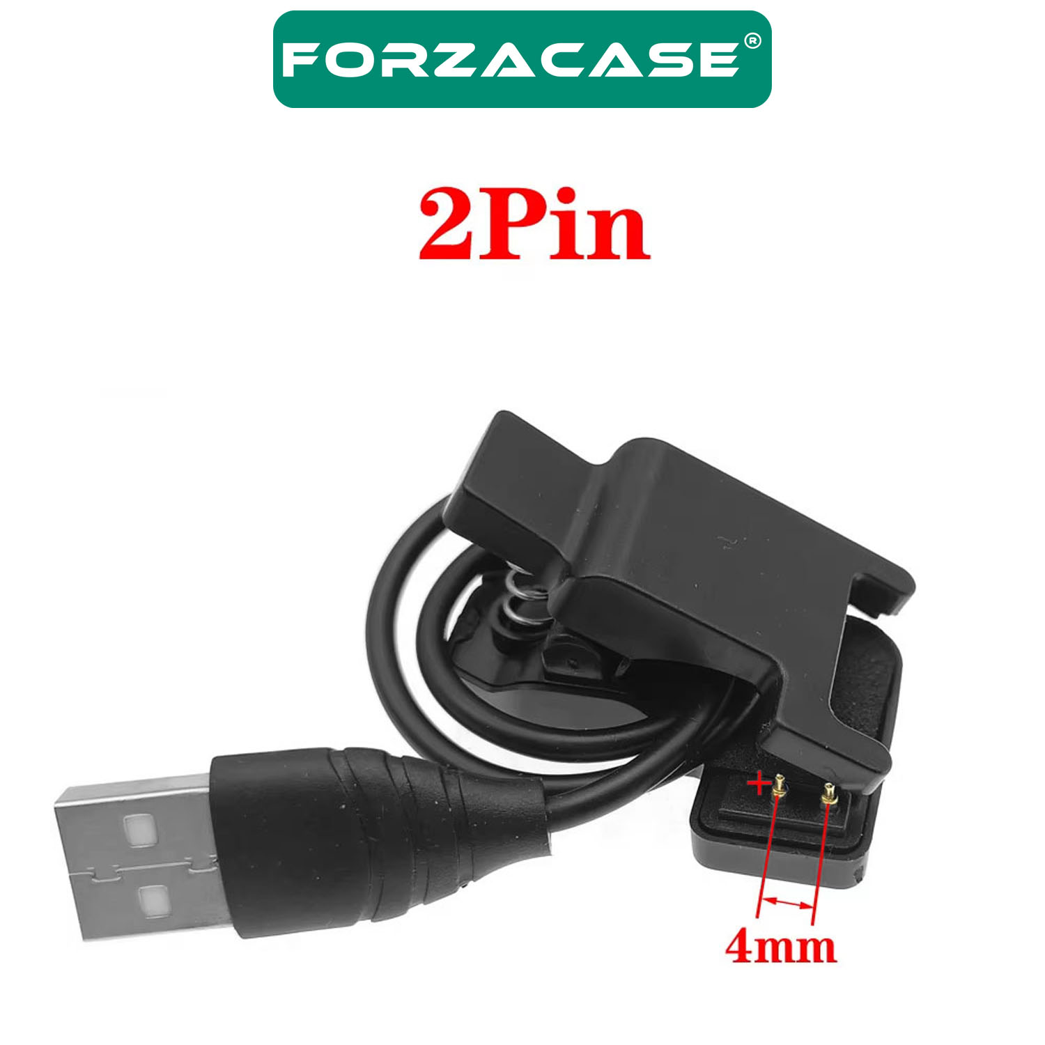 Forzacase 2 Pin 4.0 mm Konnektör Akıllı Saatler ile uyumlu Mandallı USB Şarj Kablosu - FC1058