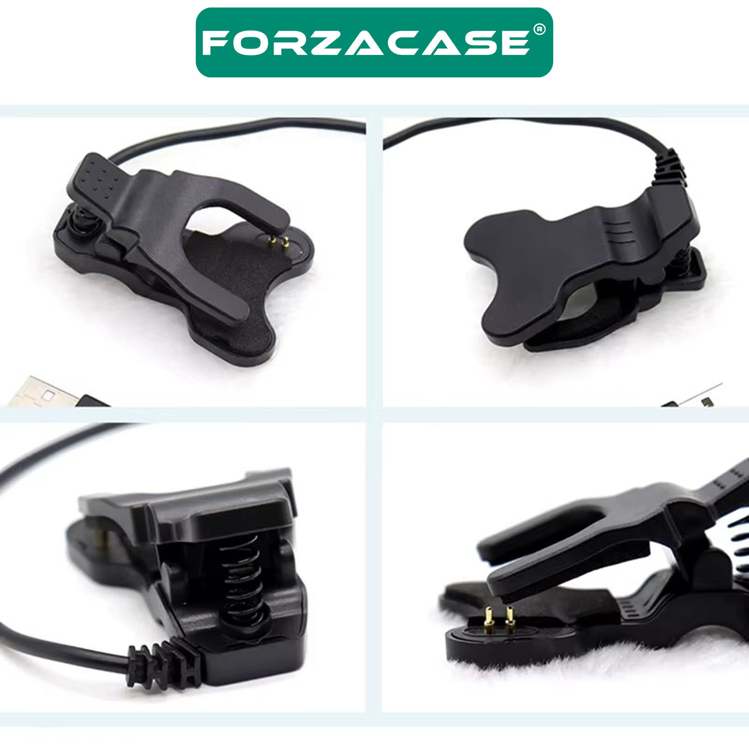 Forzacase 2 Pin 4.0 mm Konnektör Akıllı Saatler ile uyumlu Mandallı USB Şarj Kablosu - FC1058