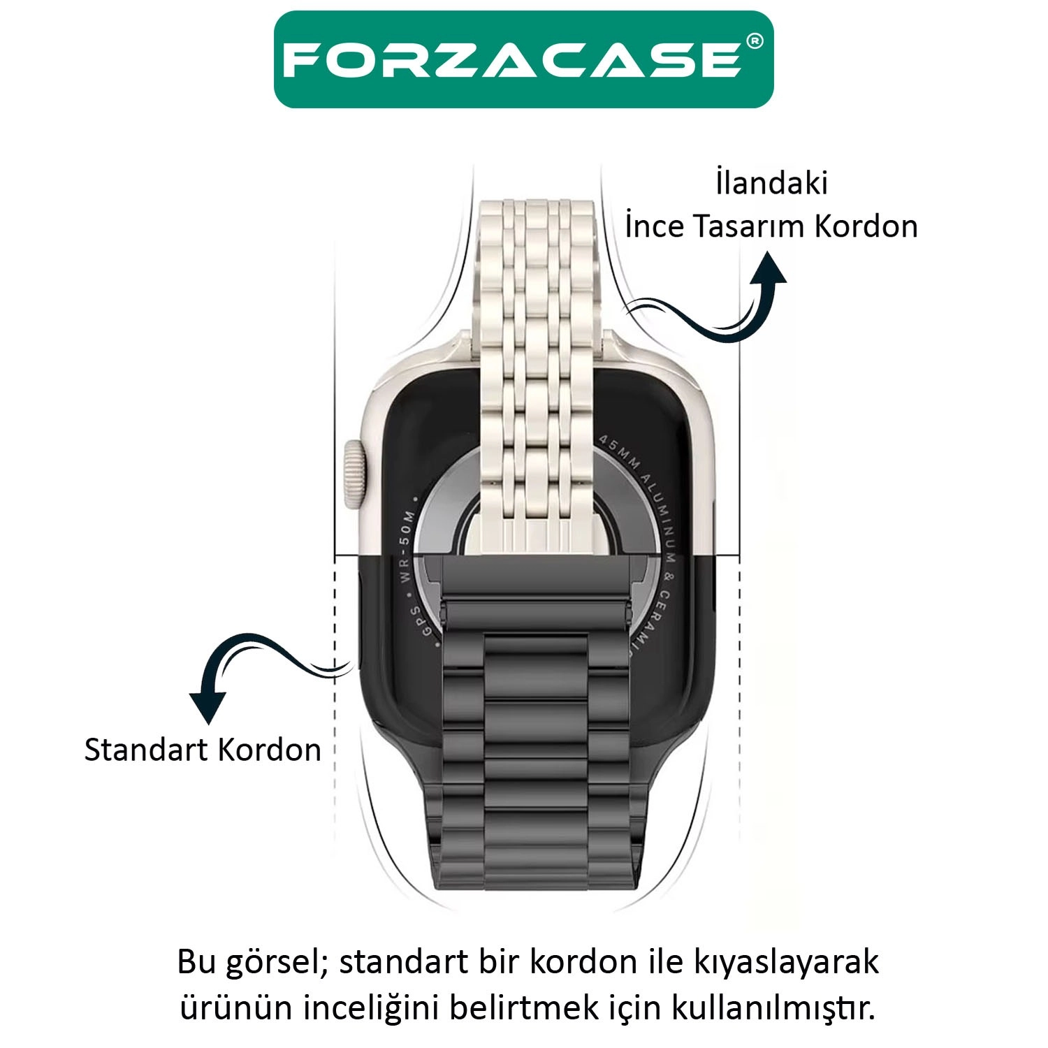 Forzacase Apple Watch 11 42mm ile uyumlu İnce Rolex Tasarım Metal Kordon Kayış - FC1060