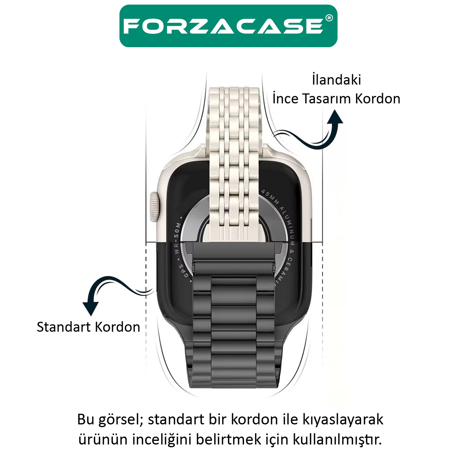 Forzacase Apple Watch 8 41mm ile uyumlu İnce Rolex Tasarım Metal Kordon Kayış - FC1060