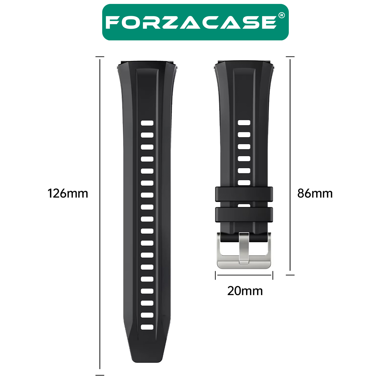 Forzacase Huawei Watch GT 5 Pro 46mm ile uyumlu Özel Tasarım Tokalı Silikon Kordon Kayış - FC1063