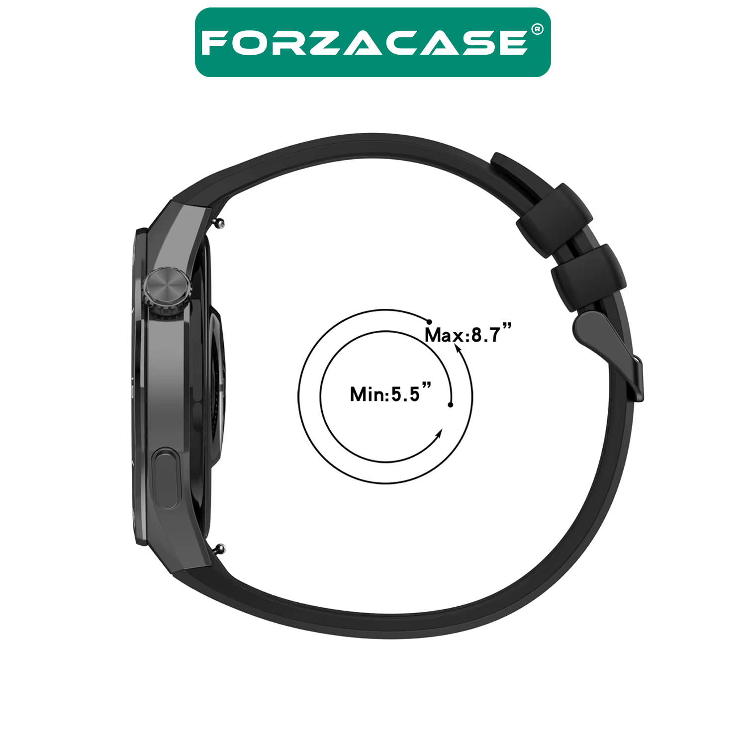Forzacase Huawei Watch GT 5 Pro 46mm ile uyumlu Özel Tasarım Tokalı Silikon Kordon Kayış - FC1063