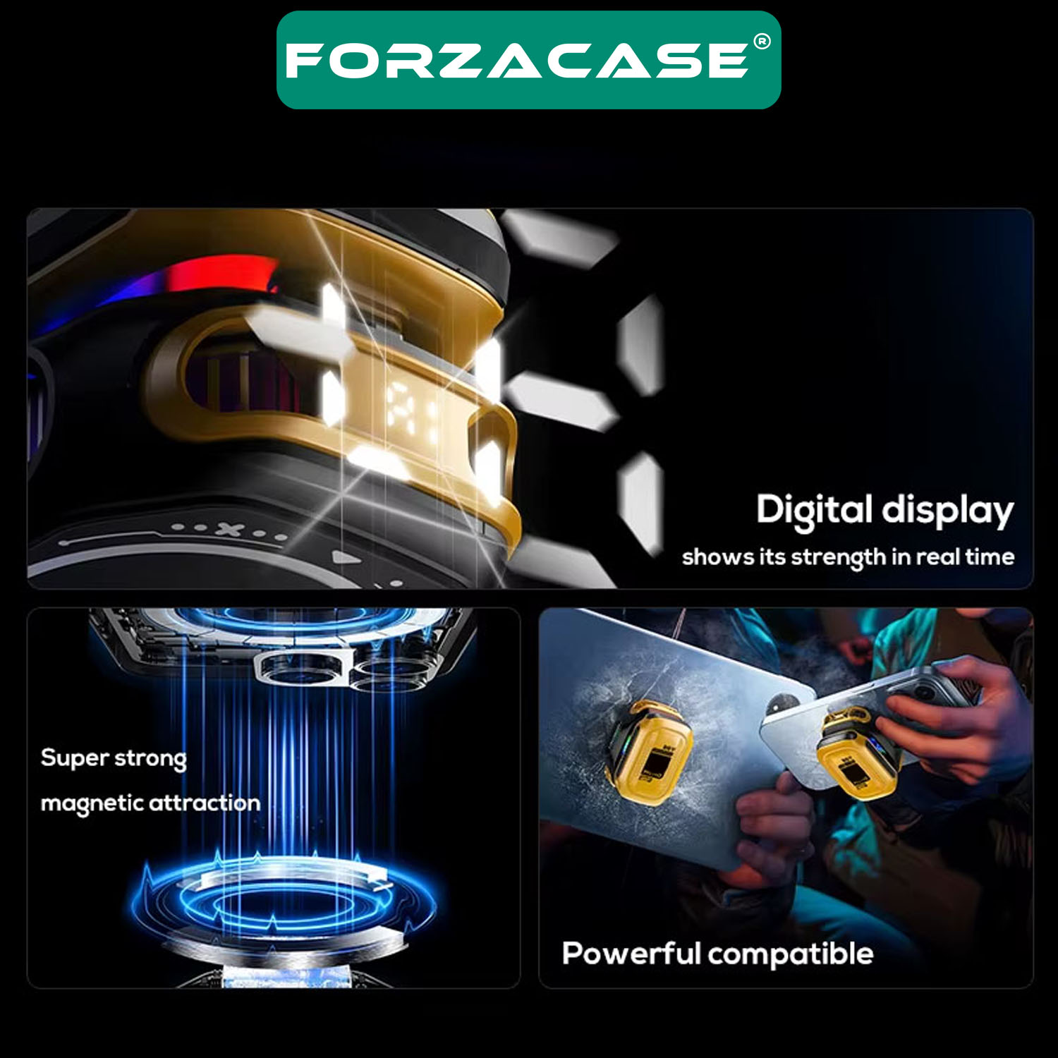 Forzacase RGB Manyetik Kablosuz Powerbankli Telefon Soğutucu Radyatör Isı Önleyici Fan - FC1065